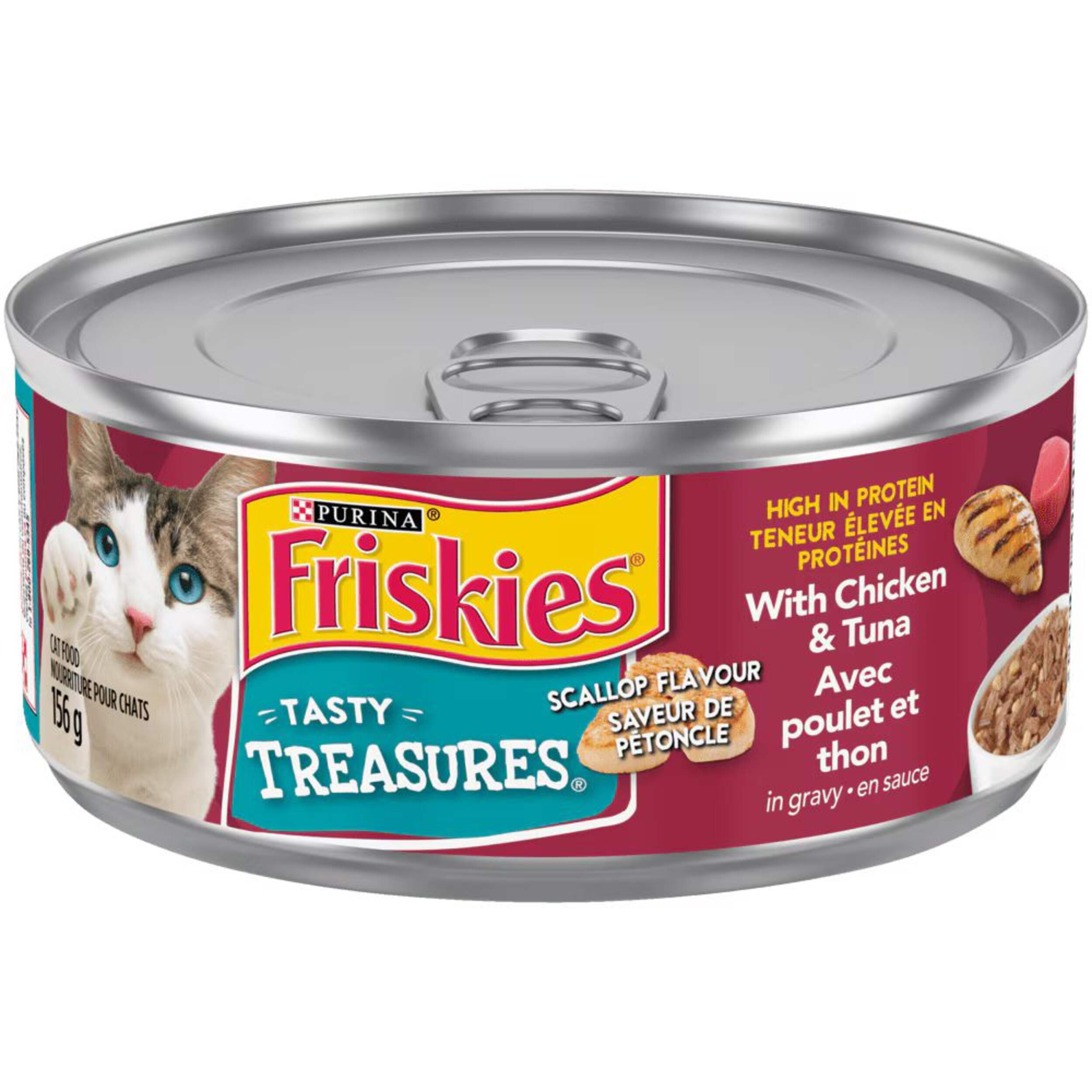 Purina Friskies® Tasty Treasure Tuna & Cheese Wet Cat Food, 156 g Front_Elevated