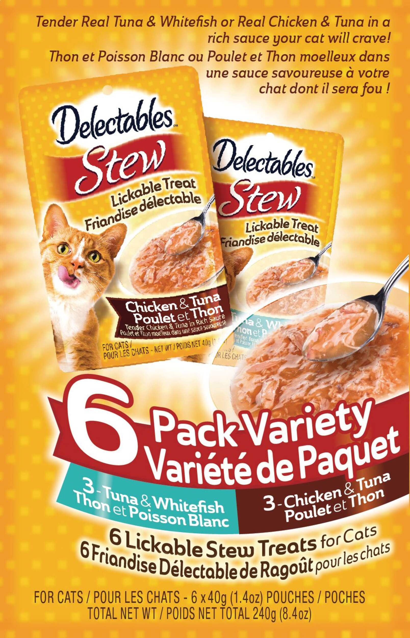 Gâteries humides pour chats Hartz Délectables, ragoût, choix varié, 6 x 40 g Front_Flat