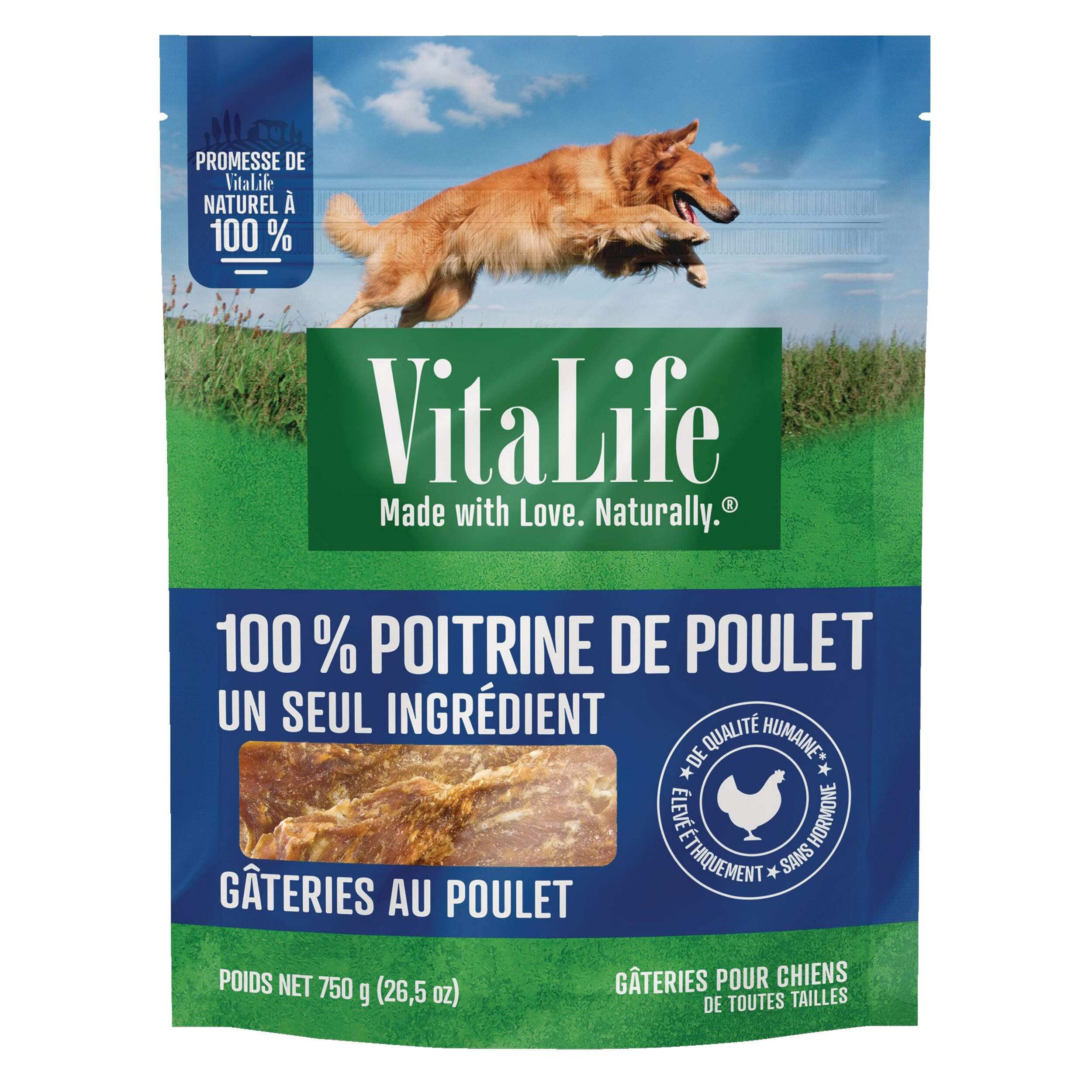 Gâteries tendres au poulet VitaLife pour chiens, 750 g Front_Flat
