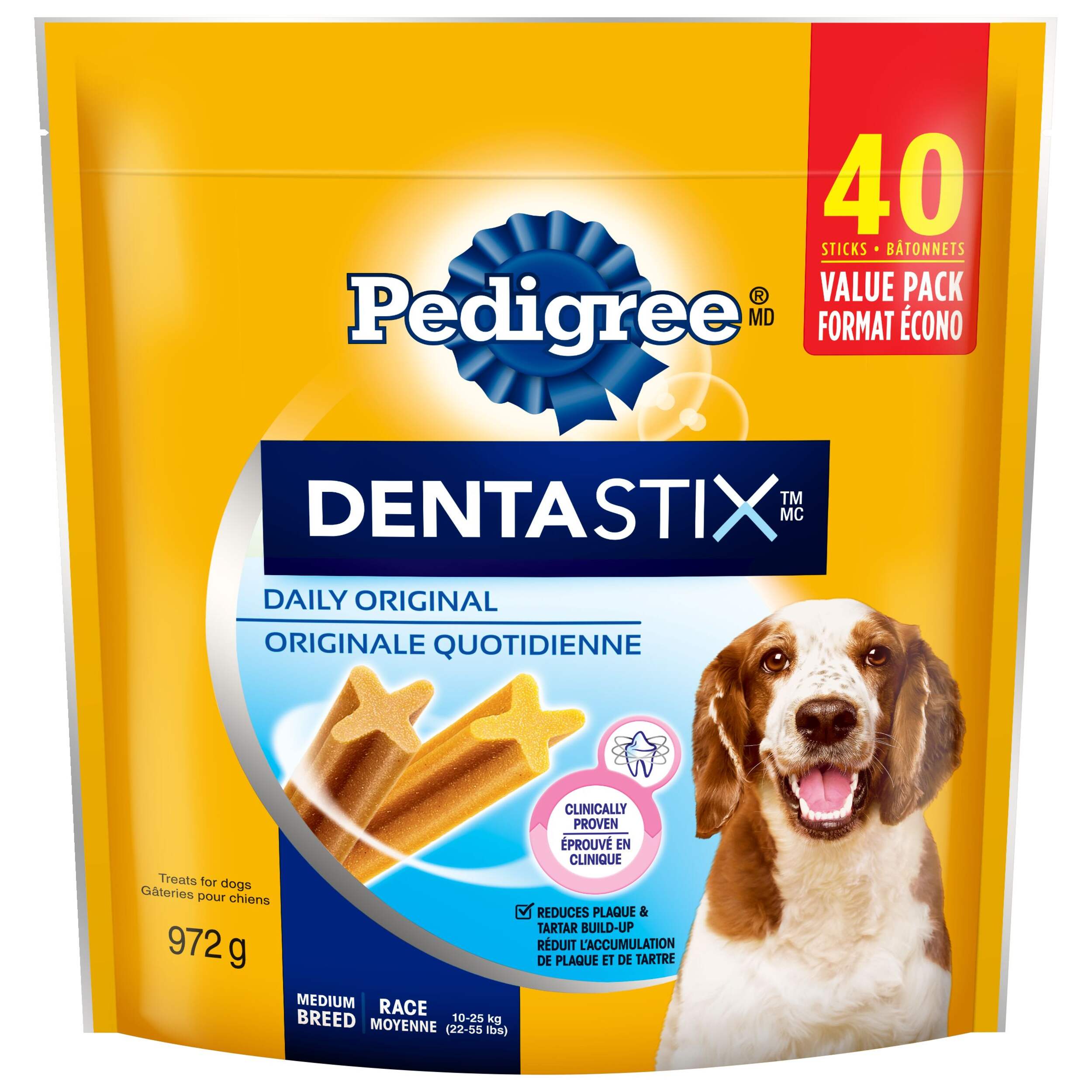 Pedigree Dentastix Oral Care Dog Treats for Medium Sized Breeds, 972-g, 40-Pk Front_Flat