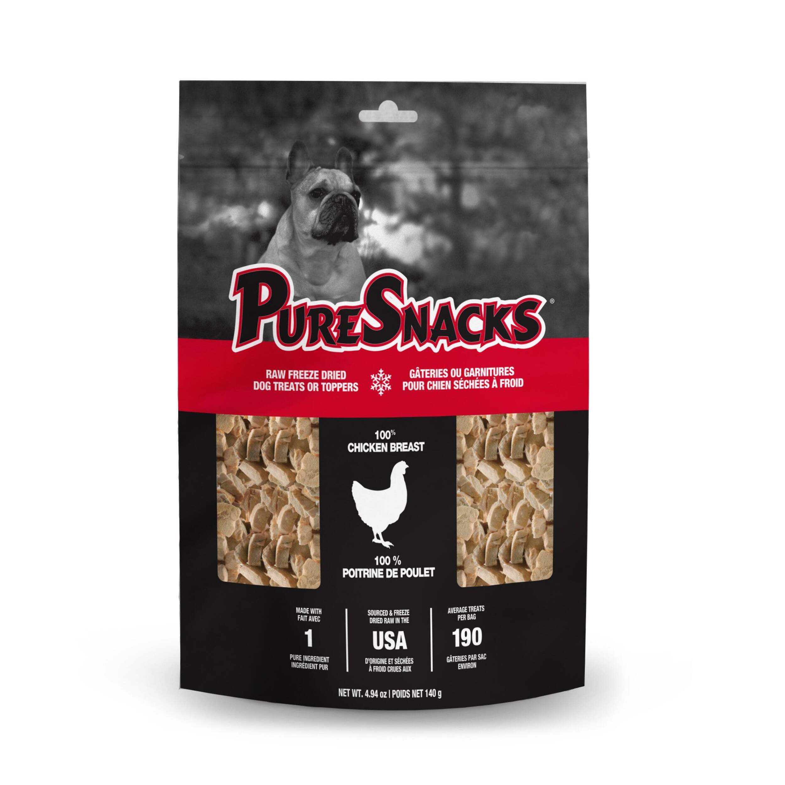 PureSnacks Freeze Dried Chicken Dog Treats, 140-g Front_Flat