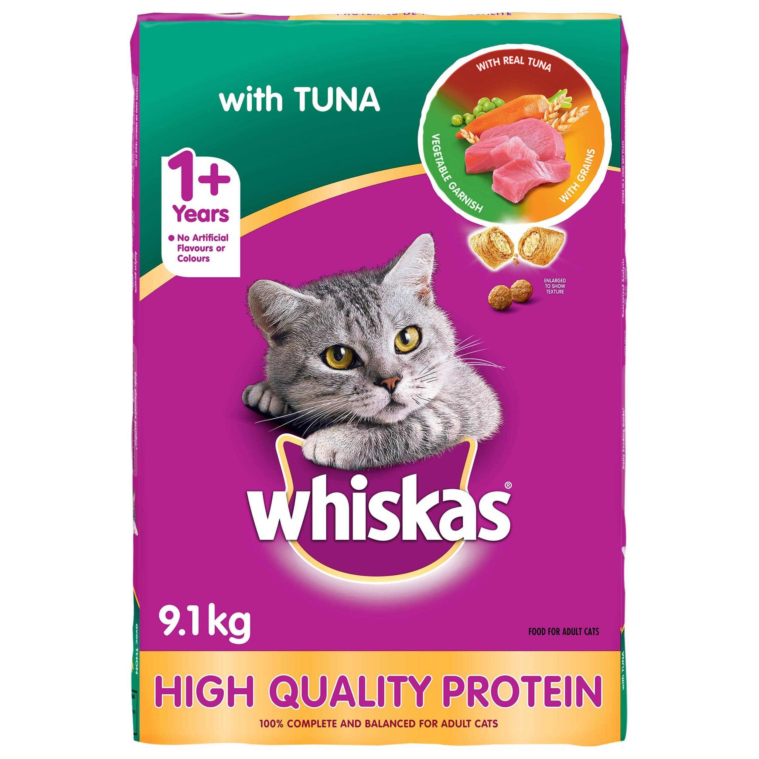 Whiskas Dry Cat Food with Tuna, 9.1-kg Front_Flat