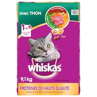 Nourriture sèche pour chats Whiskas au thon, 9,1 kg Front_Flat