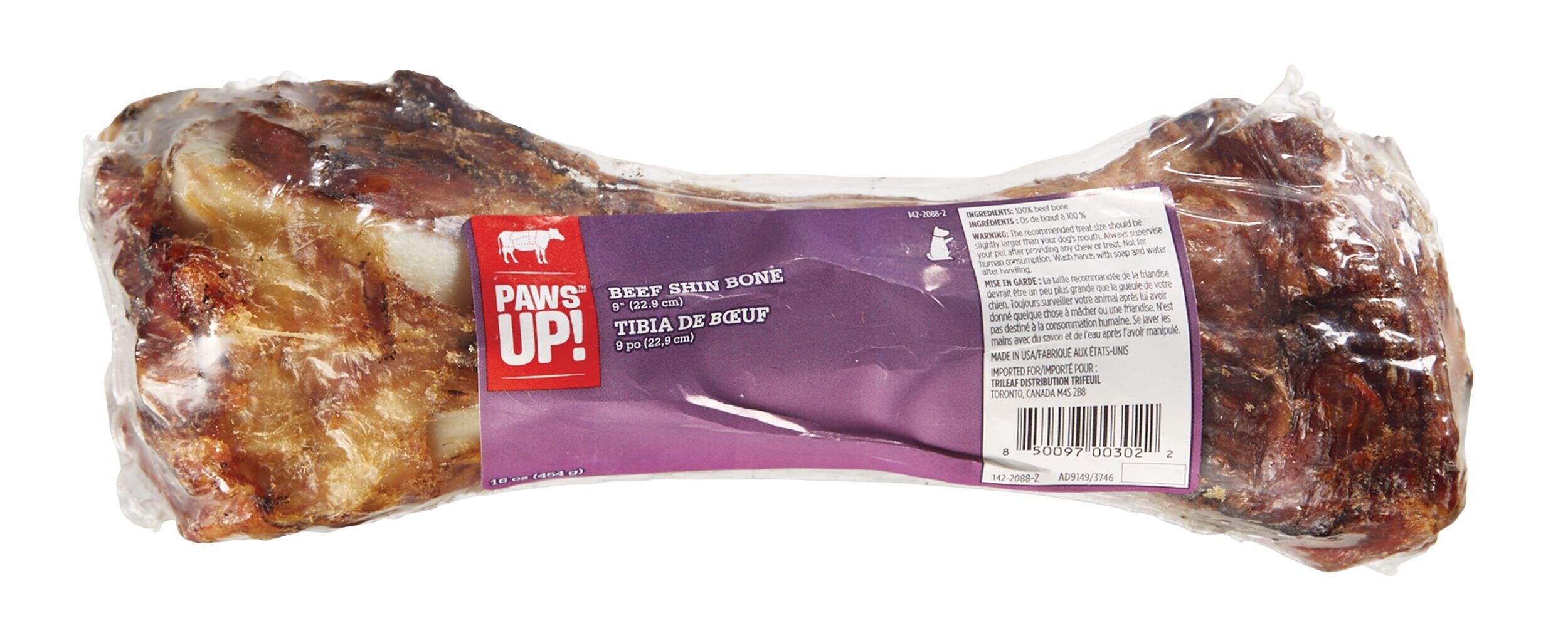 PAWS UP! Beef Shin Bone Dog Treat, 9-in, 680-g Front_Flat