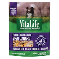 Gâteries pour chiens torsades VitaLife, patates douces et canard, 750 g Front_Flat