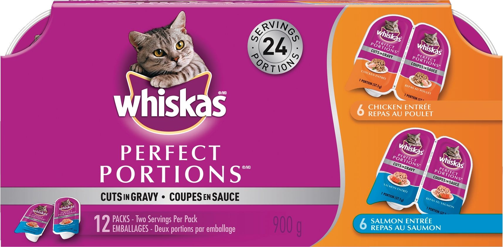 Whiskas Perfect Portions Cuts In Gravy Wet Cat Food, Assorted Flavours, 900g, 12Pk Canadian Tire