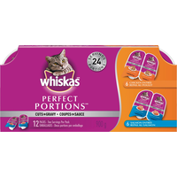 Whiskas Perfect Portions Cuts In Gravy Wet Cat Food, Assorted Flavours, 900-g, 12-Pk Front_Flat