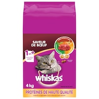 Nourriture sèche pour chats Whiskas à saveur de boeuf, formats variés Front_Flat