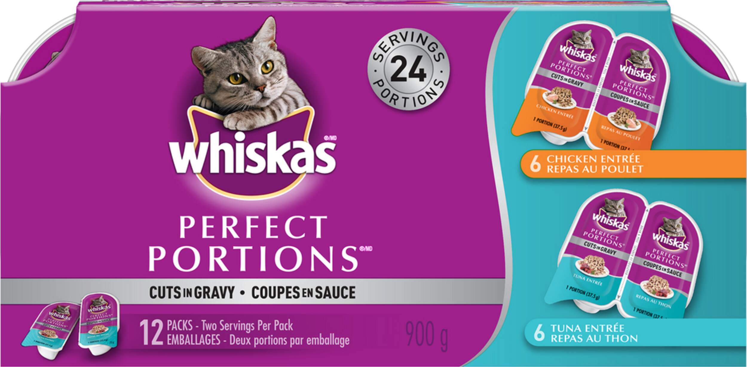 Whiskas Perfect Portions Cuts In Gravy Wet Cat Food, Assorted Flavours, 900g, 12Pk Canadian Tire