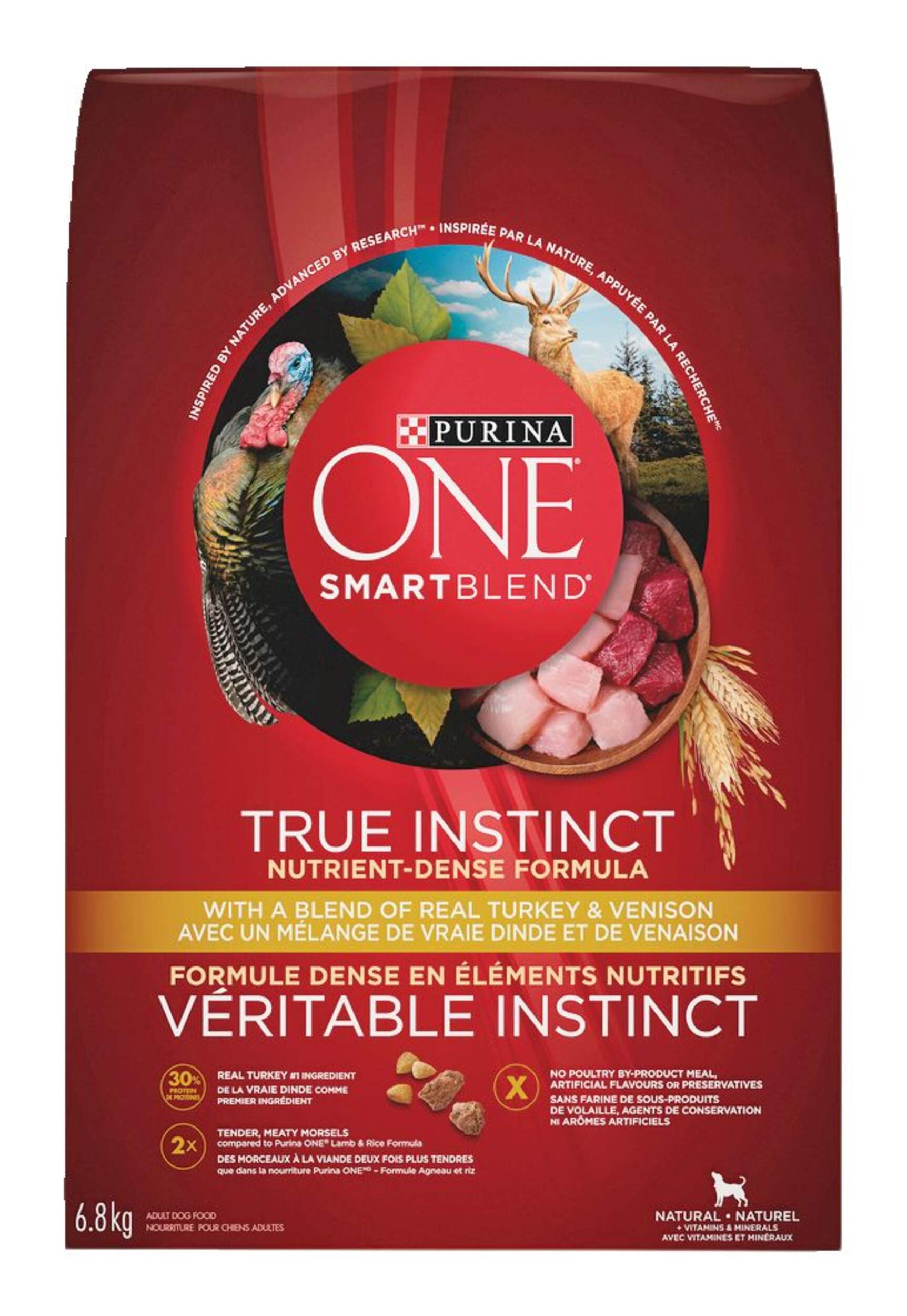 Purina ONE® SmartBlend™ True Instinct Turkey & Venison Adult Dry Dog Food, 6.8-kg Front_Flat