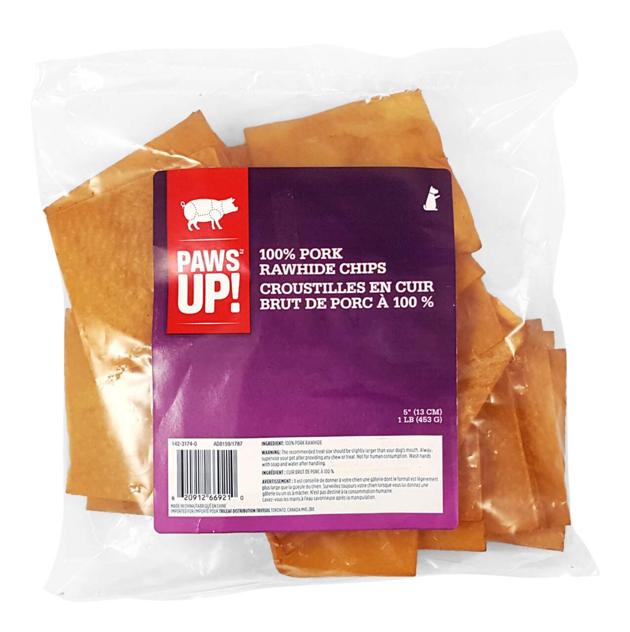 PAWS UP Pork Rawhide Chips 1 lb Canadian Tire