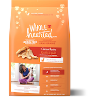 Nourriture sans grains pour chats WholeHearted, poulet, choix de tailles Front_Flat