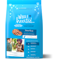 Nourriture sèche sans grains pour chats WholeHearted, saumon, choix de tailles Front_Flat
