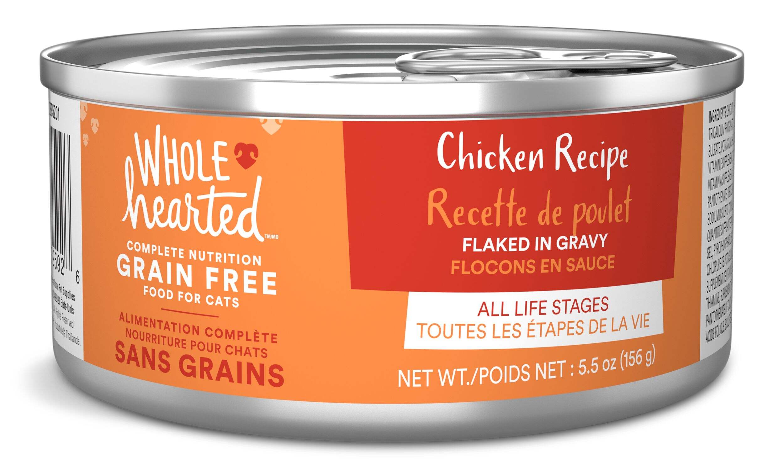 Nourriture humide sans grains pour chats WholeHearted, poulet en sauce, formats variés Front_Elevated