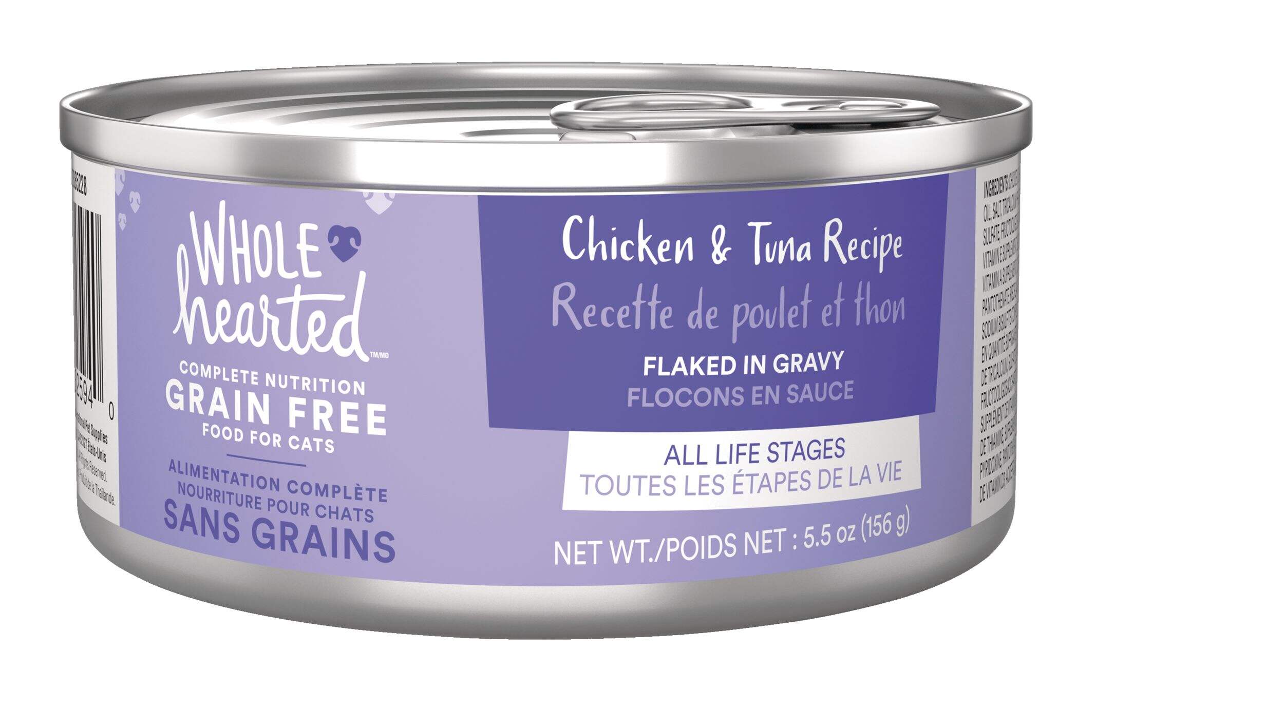 WholeHearted Grain-Free Chicken and Tuna Recipe Wet Cat Food, 156-g Front_Angled_Right