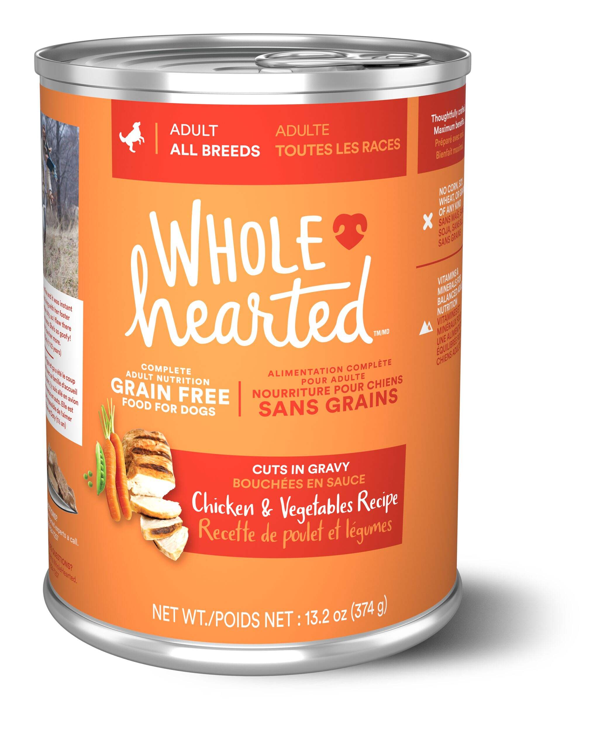 WholeHearted Grain-Free Cuts in Gravy Chicken & Vegetables Adult Wet Dog Food, 375-g Front_Flat