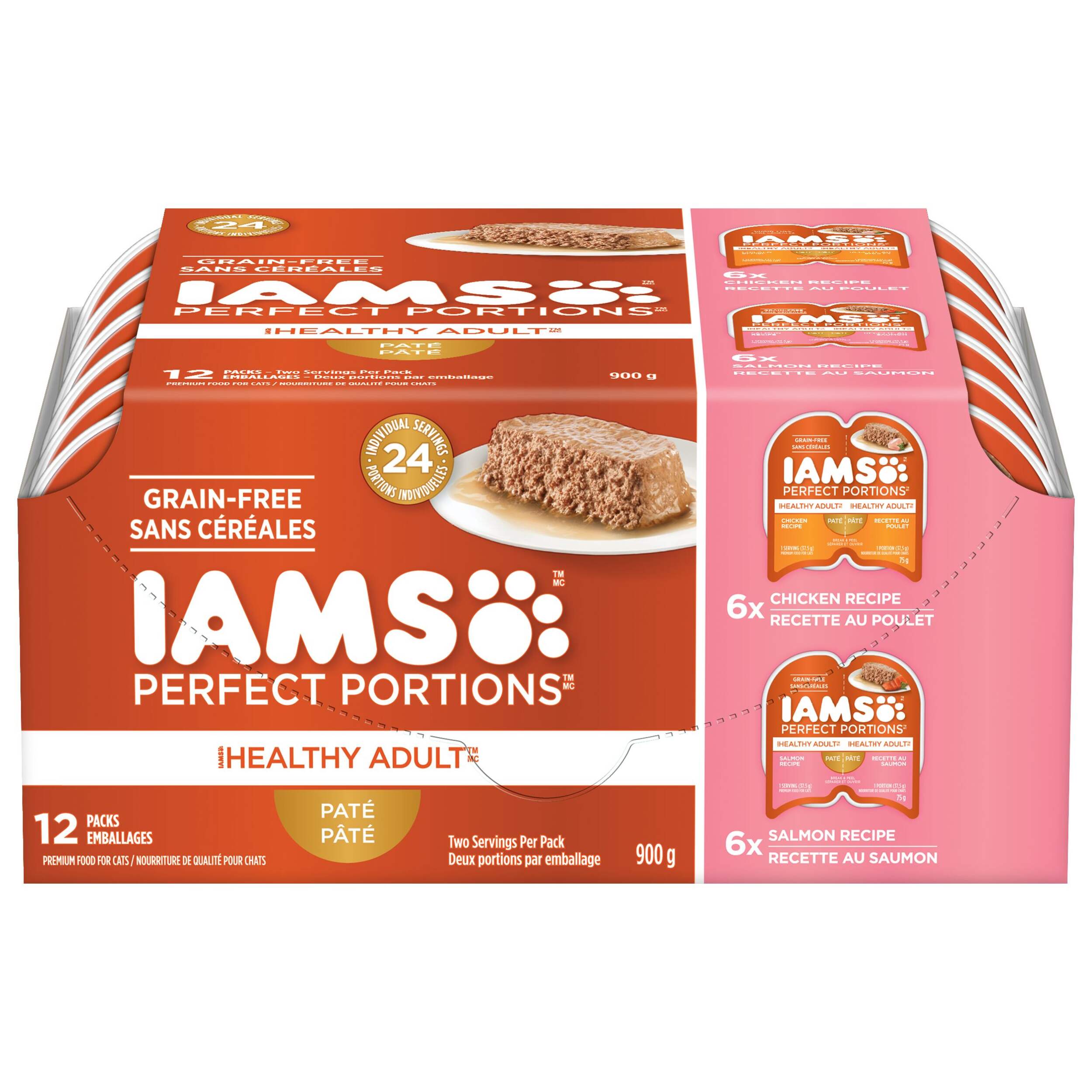 IAMS Perfect Portions Grain-Free Chicken & Salmon Wet Cat Food, 12-Pk, 900-g Front_Flat