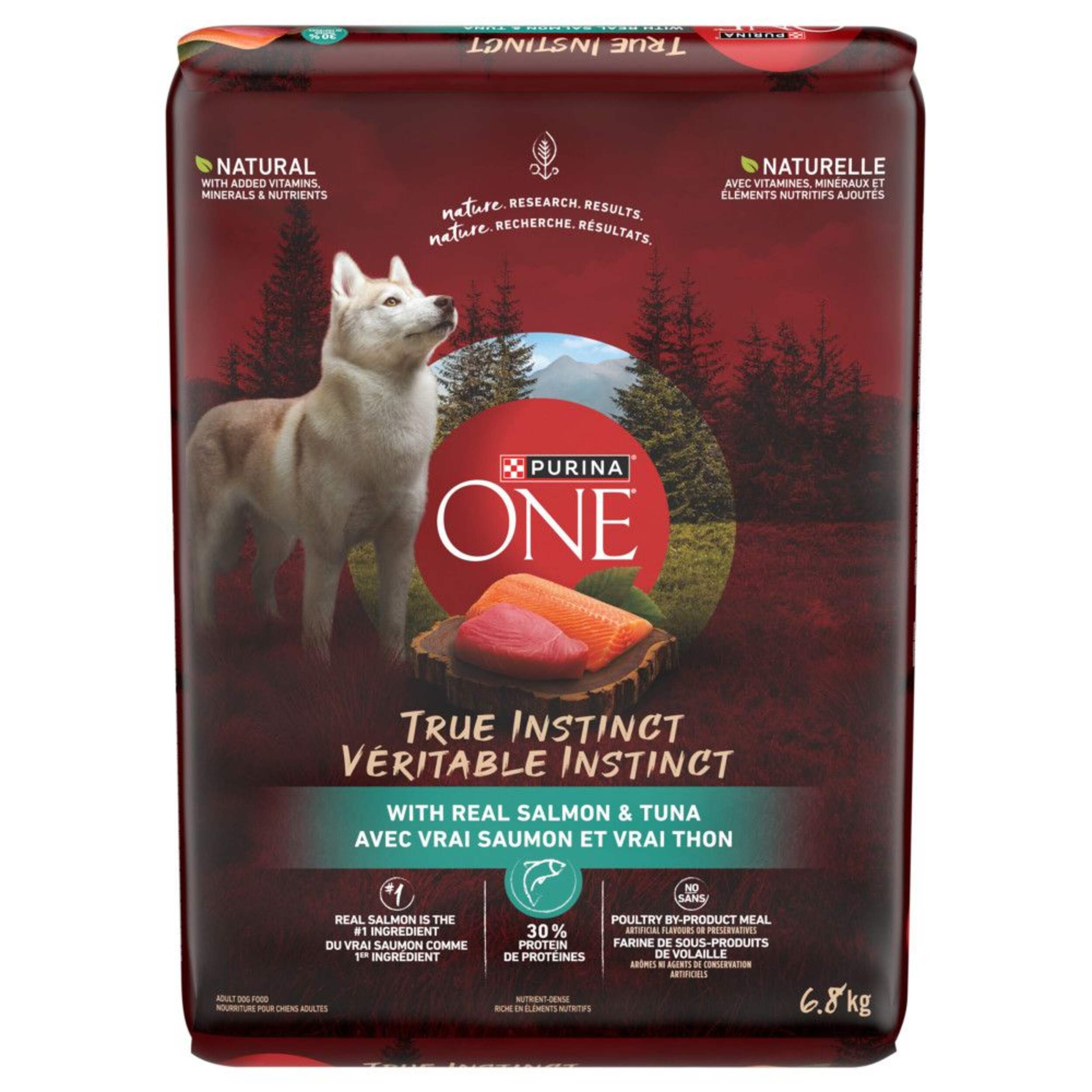 Purina ONE® SmartBlend™ True Instinct Salmon & Tuna Adult Dry Dog Food, 6.8-kg Front_Flat