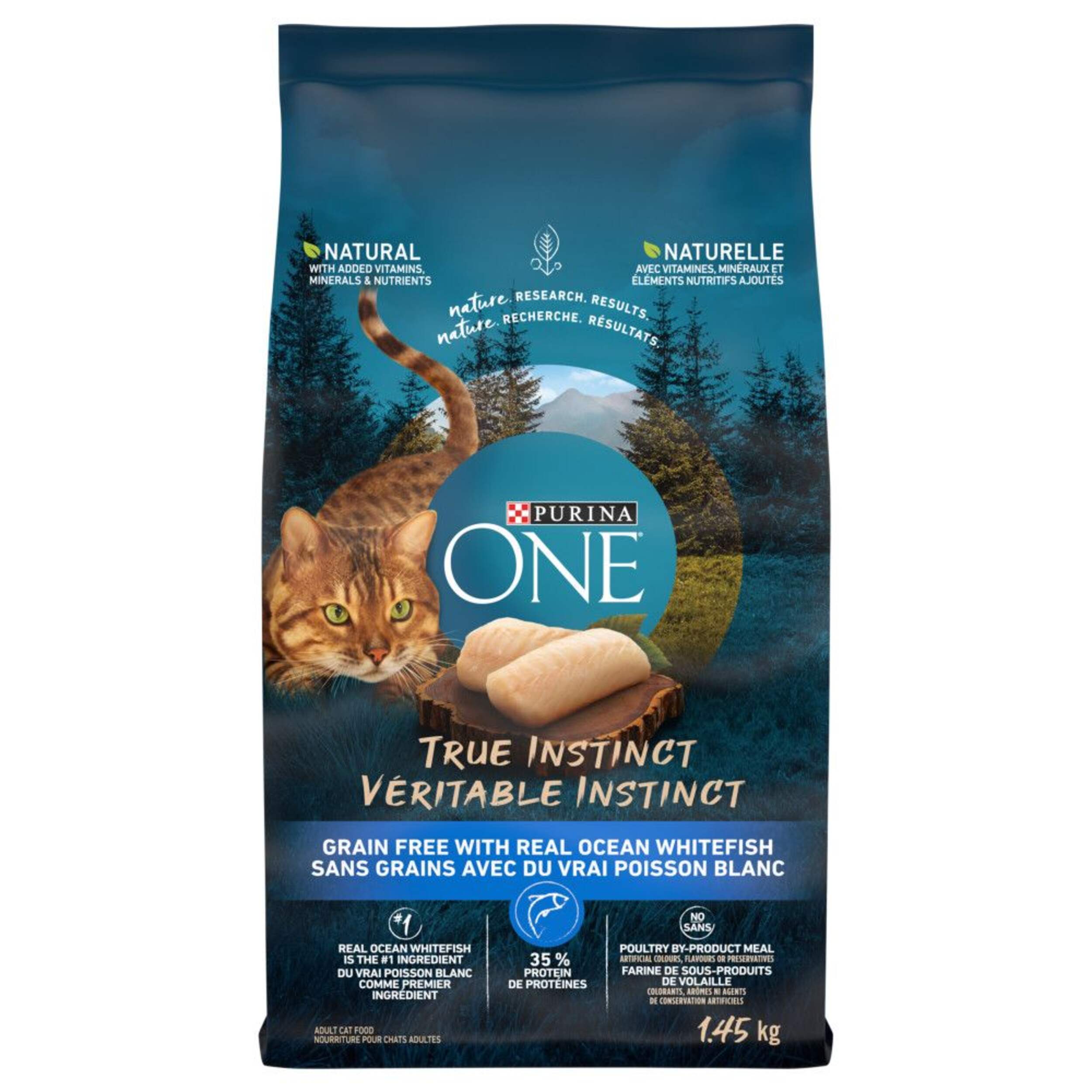 Purina ONE® True Instinct Grain Free Ocean Whitefish Dry Cat Food, 1.45-kg Front_Flat