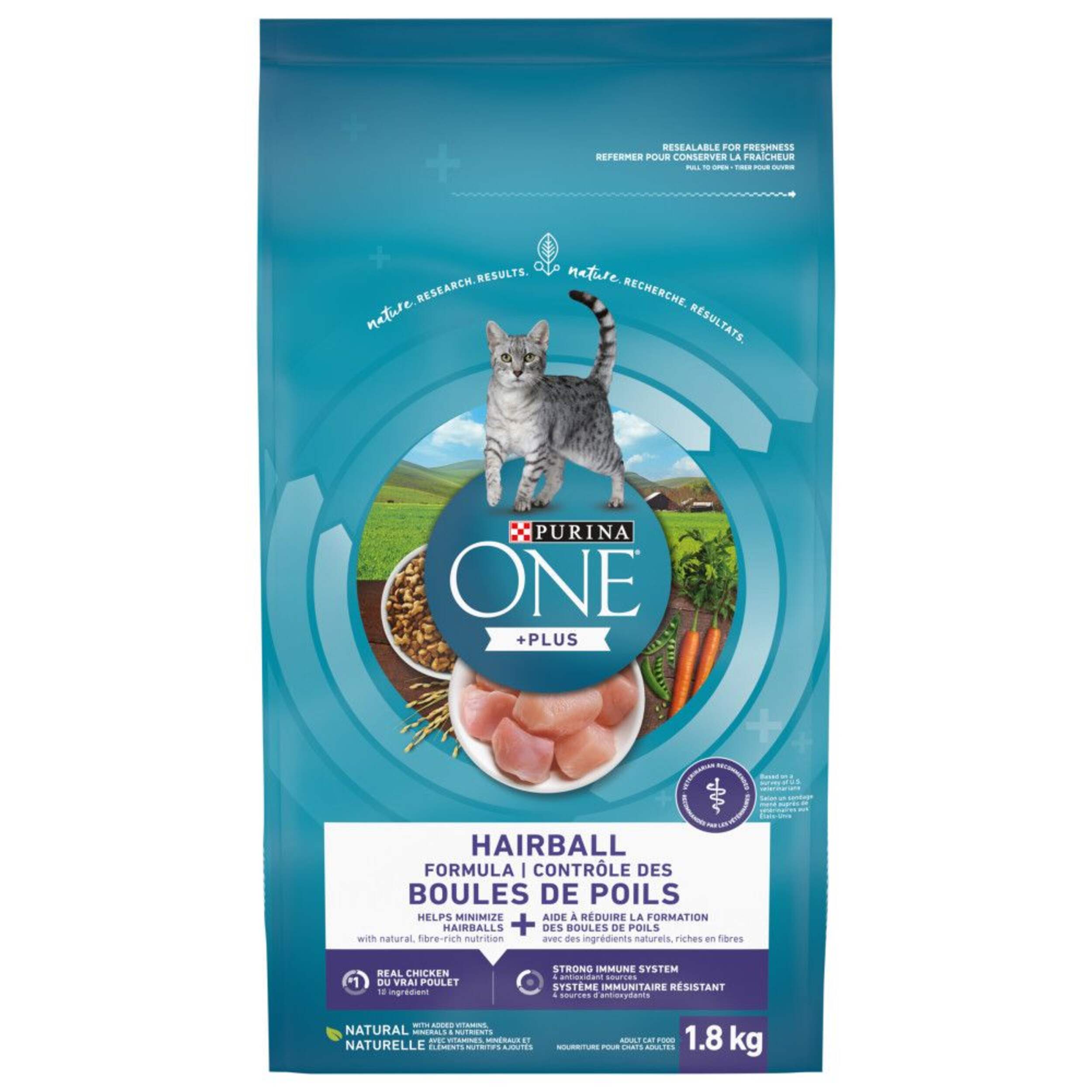 Purina® ONE® SmartBlend™ Hairball Control Adult Dry Cat Food, 1.8-kg ...