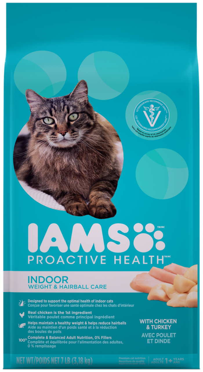 IAMS Proactive Health Indoor Weight Hairball Care Adult Dry Cat