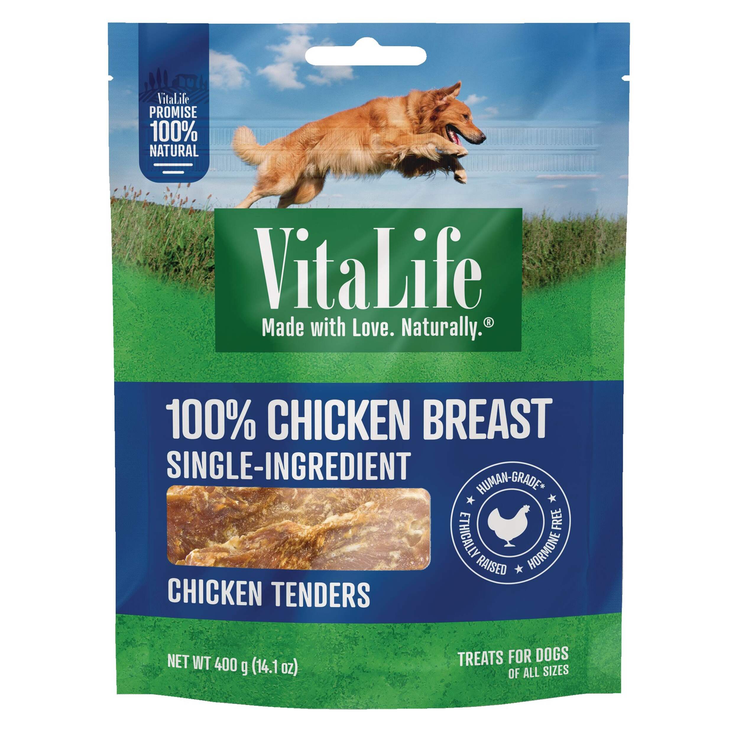 VitaLife Chicken Tenders Dog Treats, 400-g Front_Flat