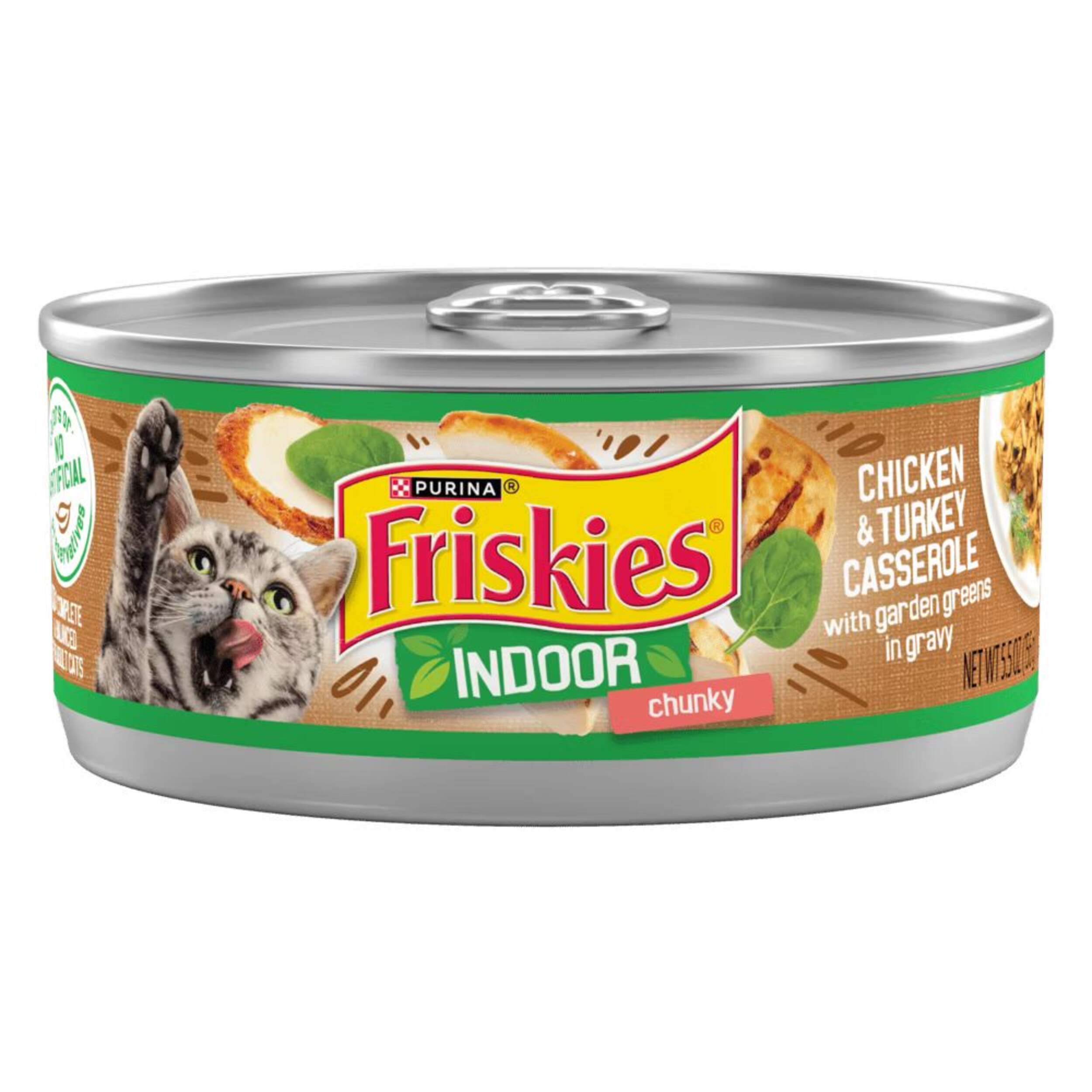 Purina Friskies® Indoor Chunky Chicken & Turkey Casserole In Gravy Wet Cat Food, 156-g Front_Elevated