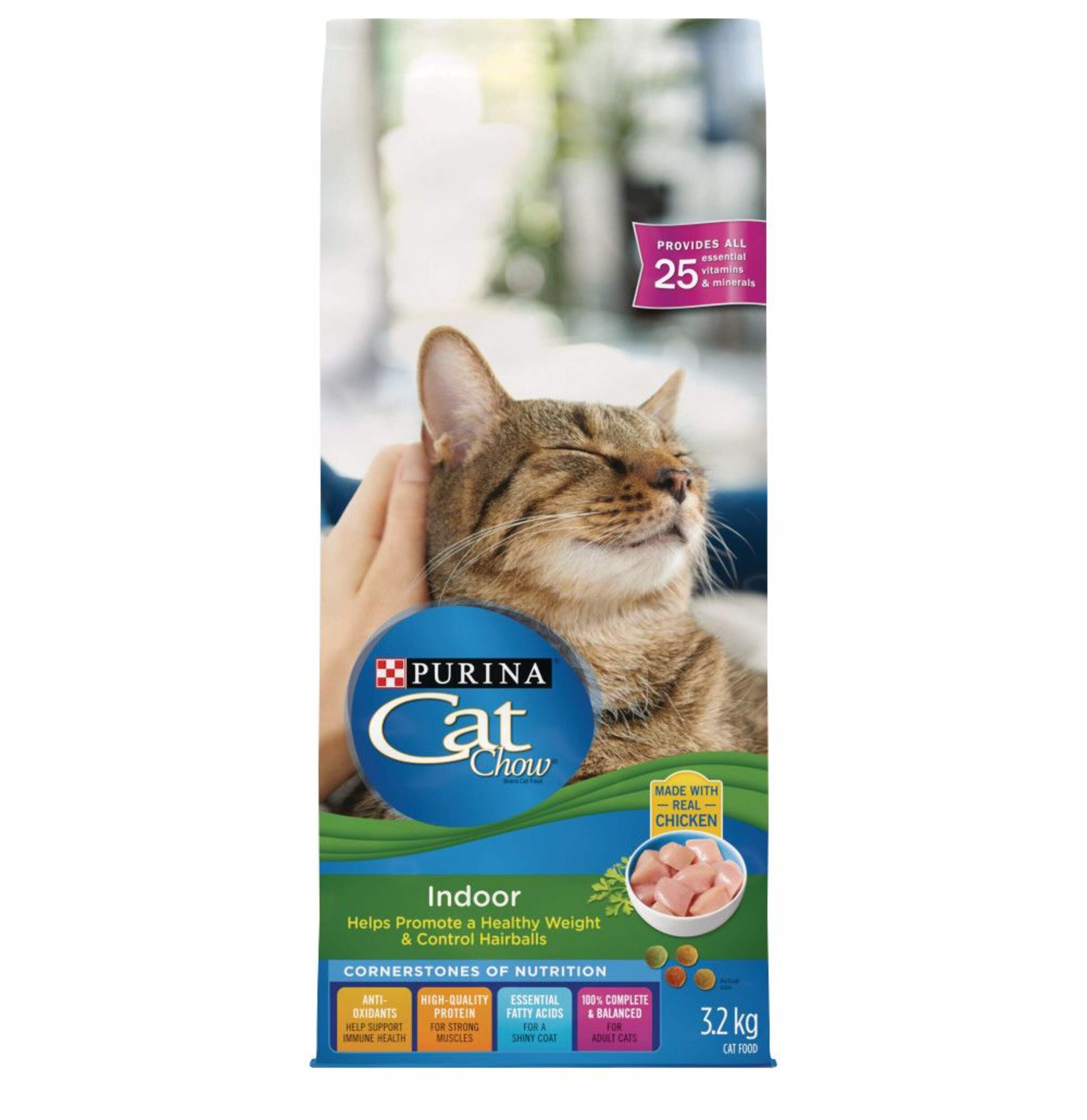 Purina Cat Chow® Indoor Weight & Hairball Control Dry Cat Food, 3.2-kg Front_Flat