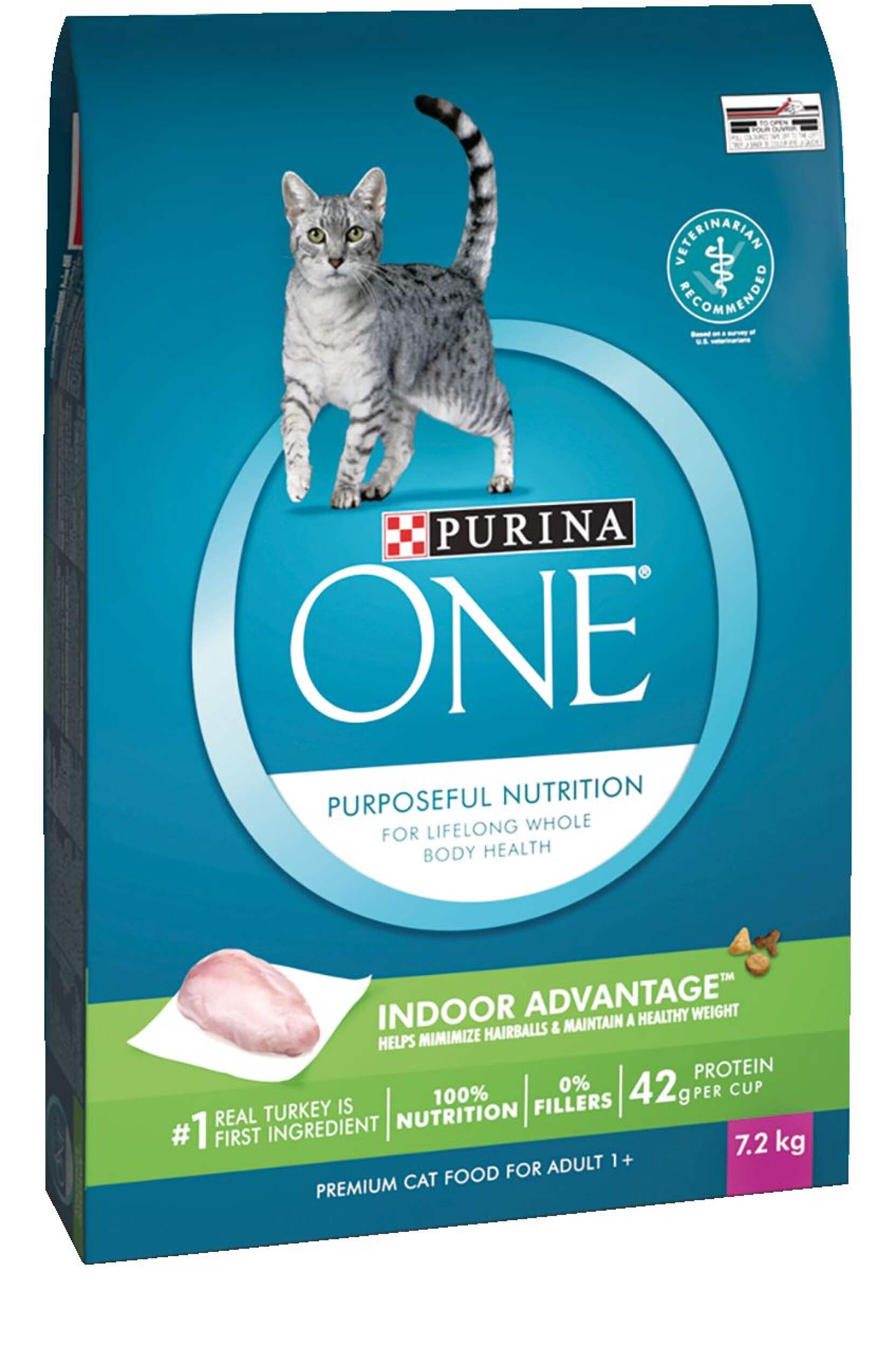 Purina ONE® Indoor Advantage Premium Adult Dry Cat Food, 7.2-kg Front_Three_Fourths_Angled_Right