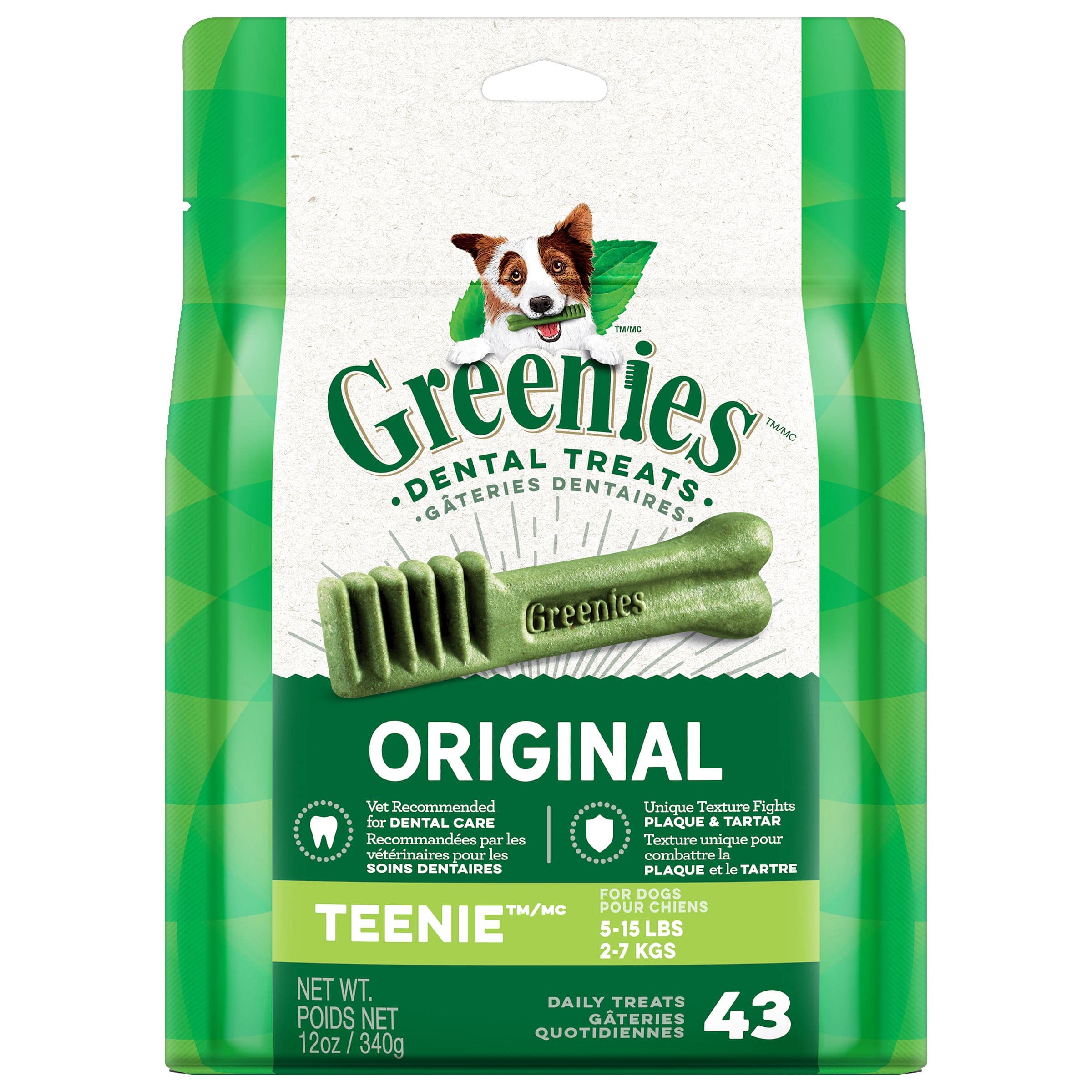 Greenies Original Teenie Oral Care Dental Dog Treats, 340-g