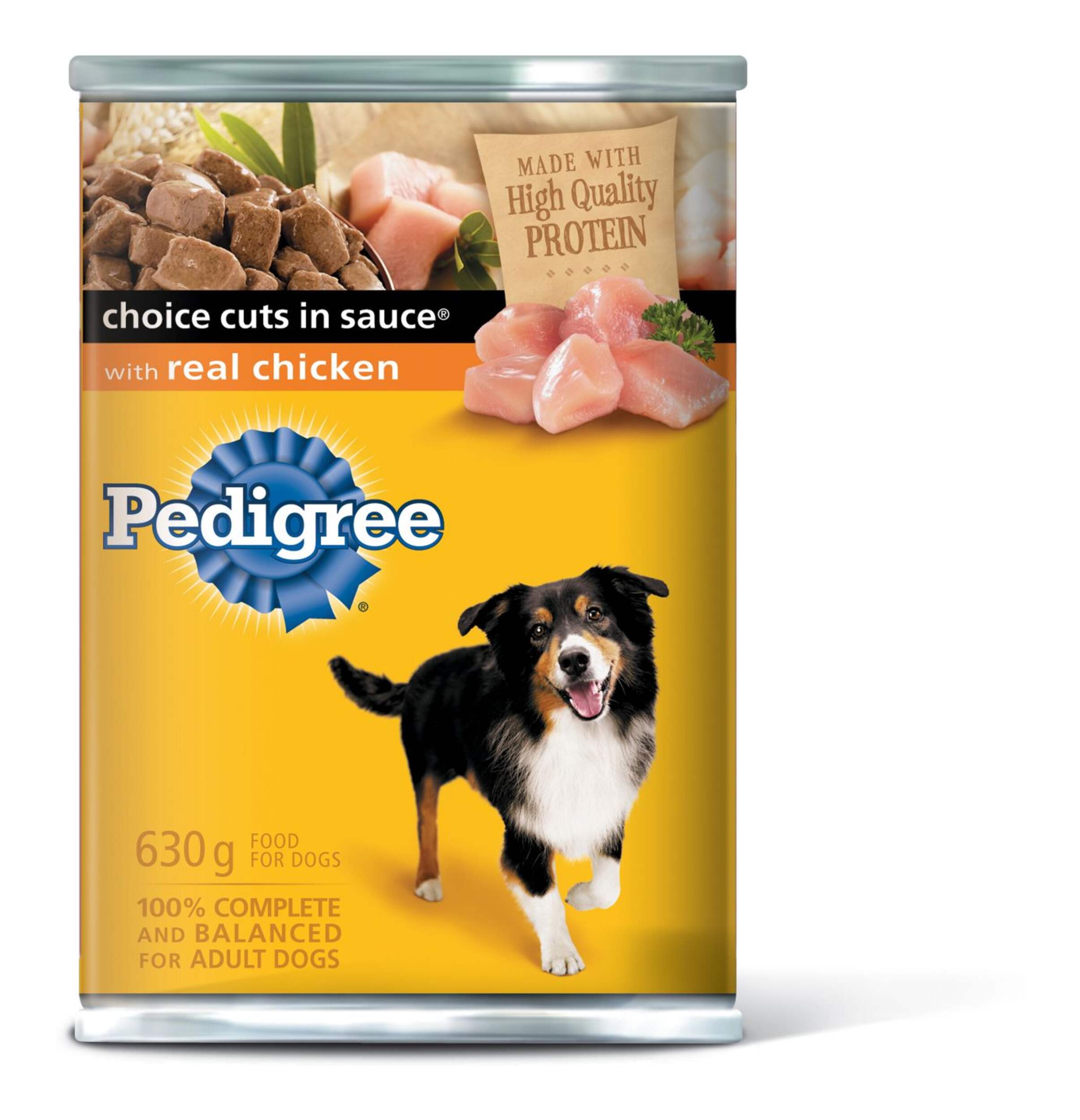 Nourriture humide en conserve pour chiens adultes Pedigree Coupes de choix en sauce poulet, 630 g Front_Flat