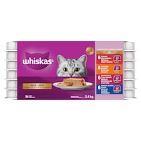 Nourriture pour chats Whiskas en barquettes refermables, format variété, 2,4 kg, 24 unités Front_Flat