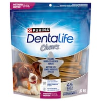 Gâteries pour soins buccodentaires des chiens Purina DentaLife pour chiens de moyennes races, paq. 45, 1,12 kg Front_Flat