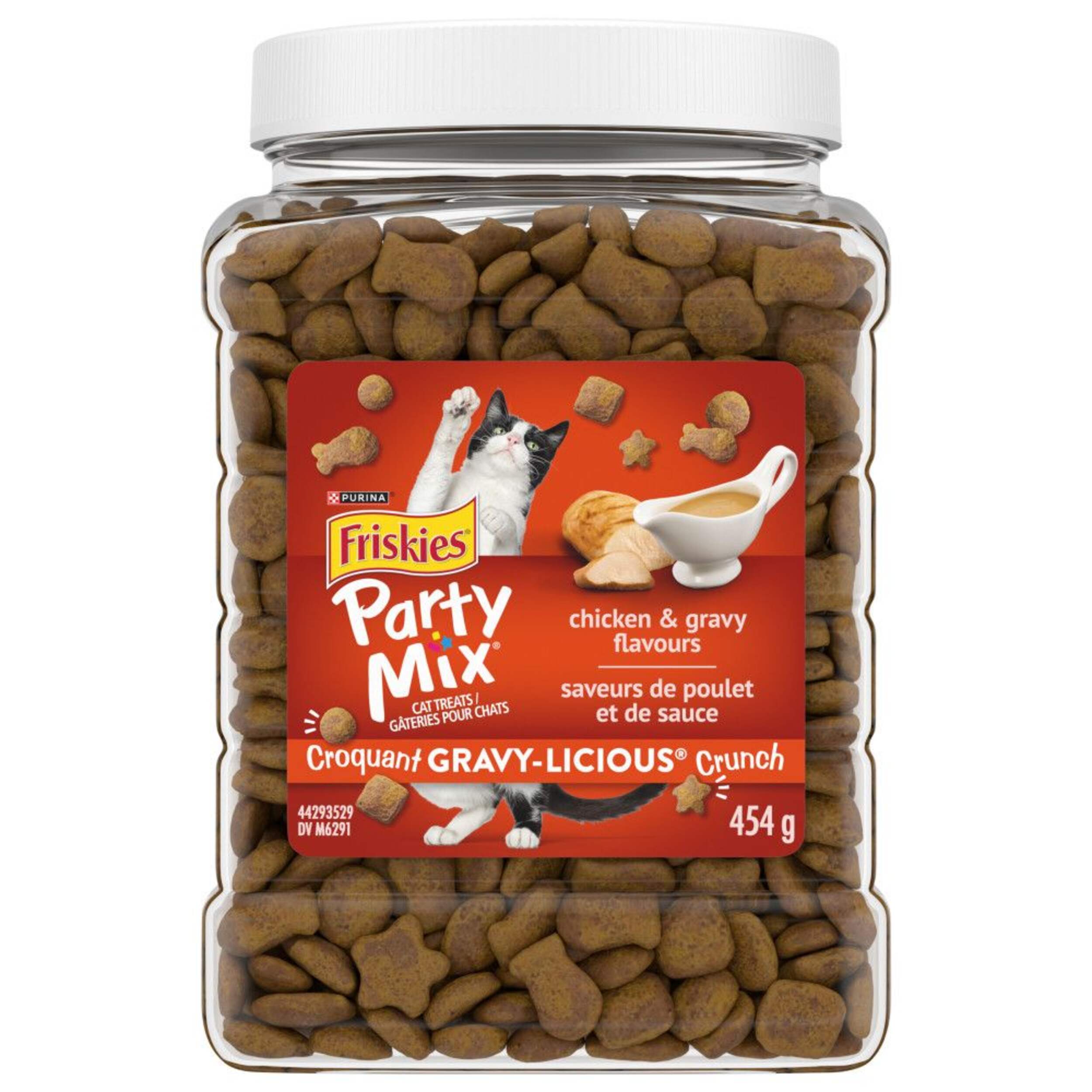Friskies Party Mix™ Gravy-licious™ Chicken & Gravy Flavour Dry Cat Treats, 454-g Front_Flat