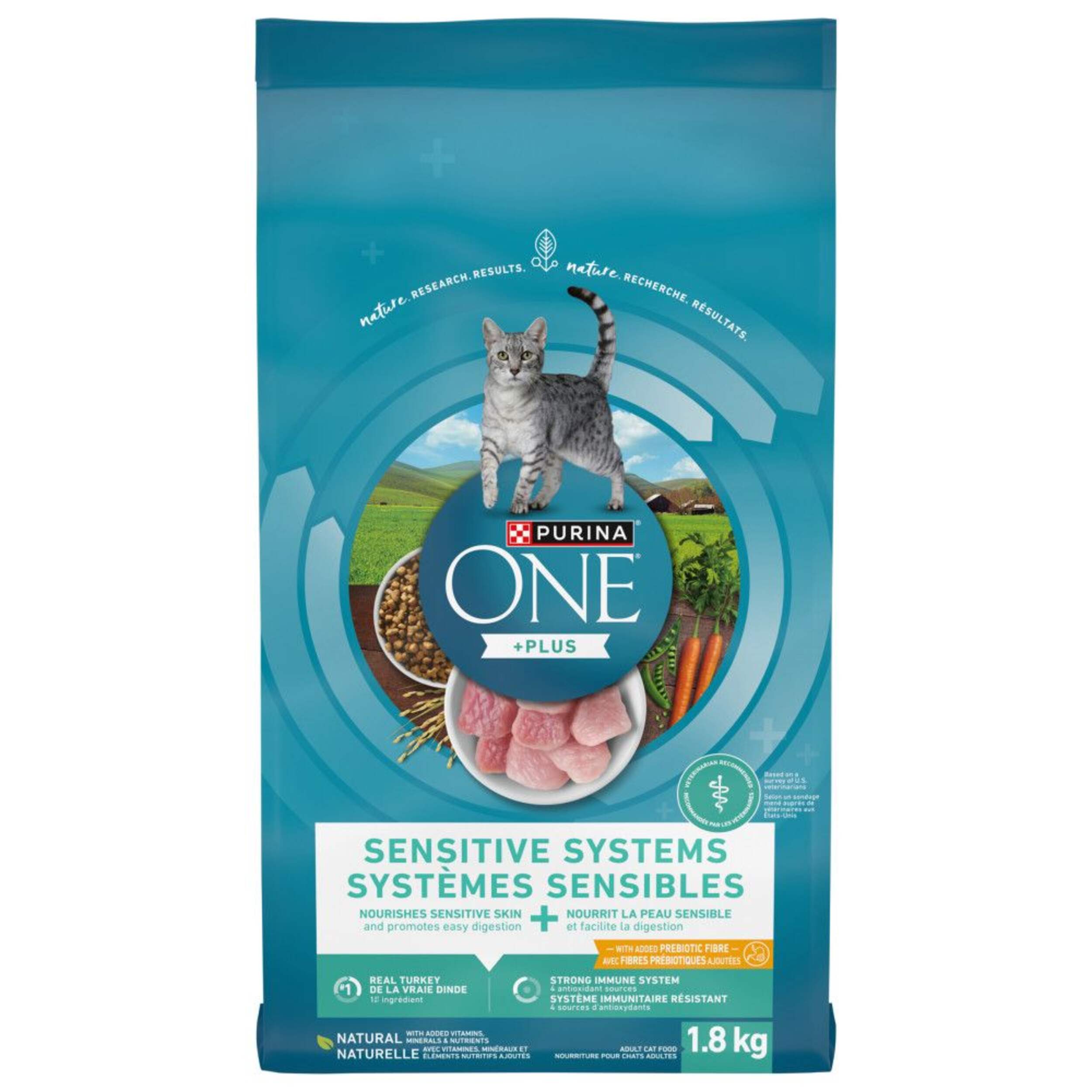 Nourriture sèche pour chats Purina ONE Systèmes sensibles, 1,8 kg Front_Flat