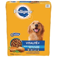 Nourriture sèche pour chiens adultes Pedigree Vitalité+ original poulet rôti et légumes, 14 kg
