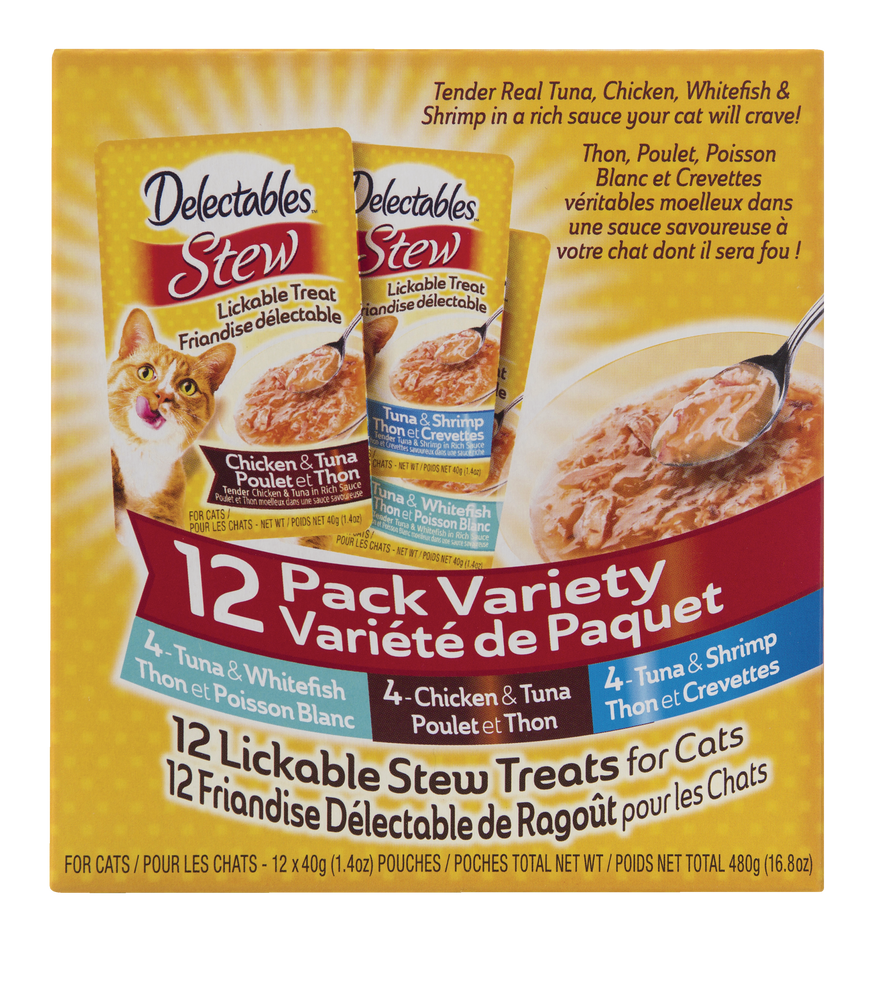 Hartz Delectables Stew Lickable Variety Pack Wet Cat Treat Pouches, 12