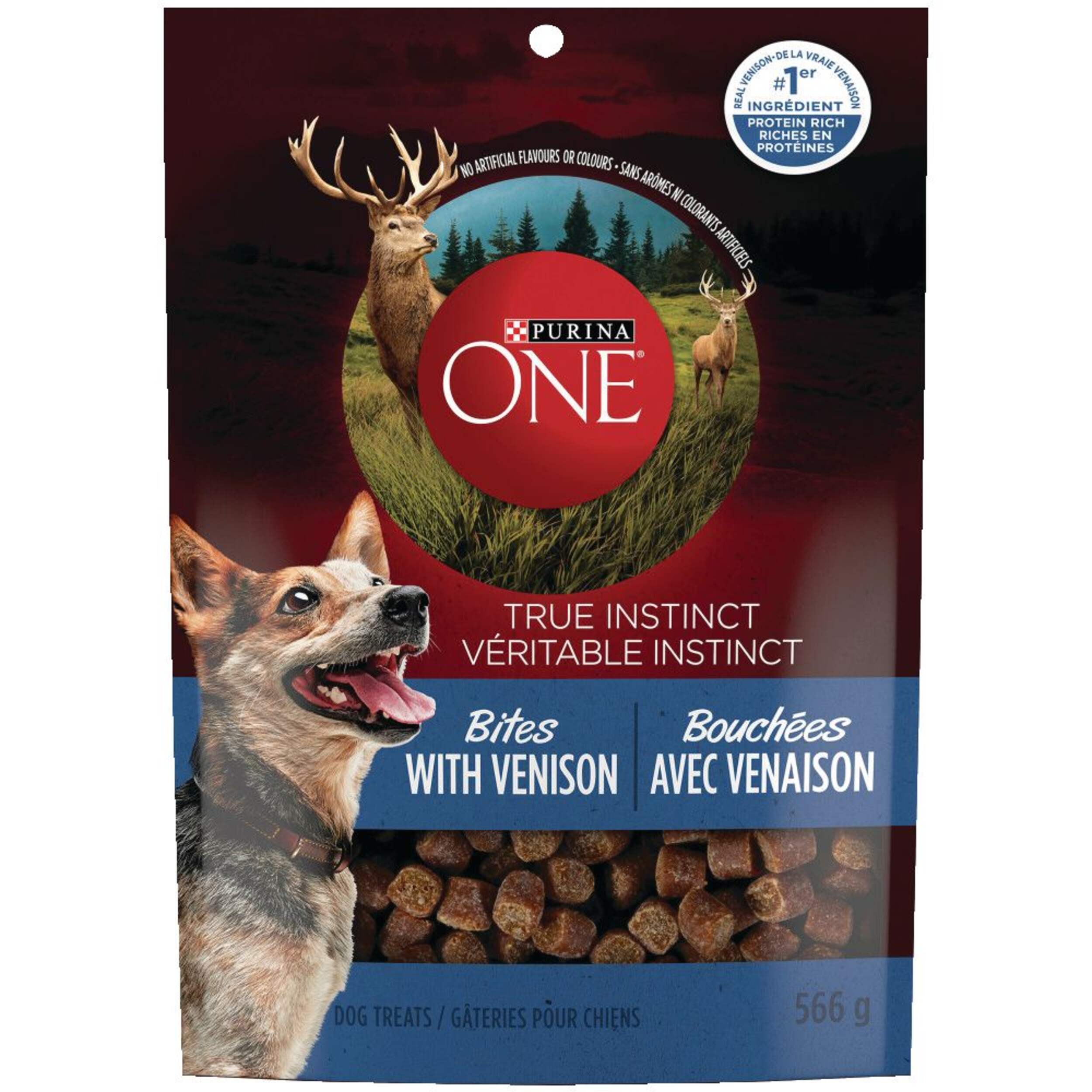 Purina ONE True Instinct Bites with Venison Dog Treats, 567-g Front_Flat