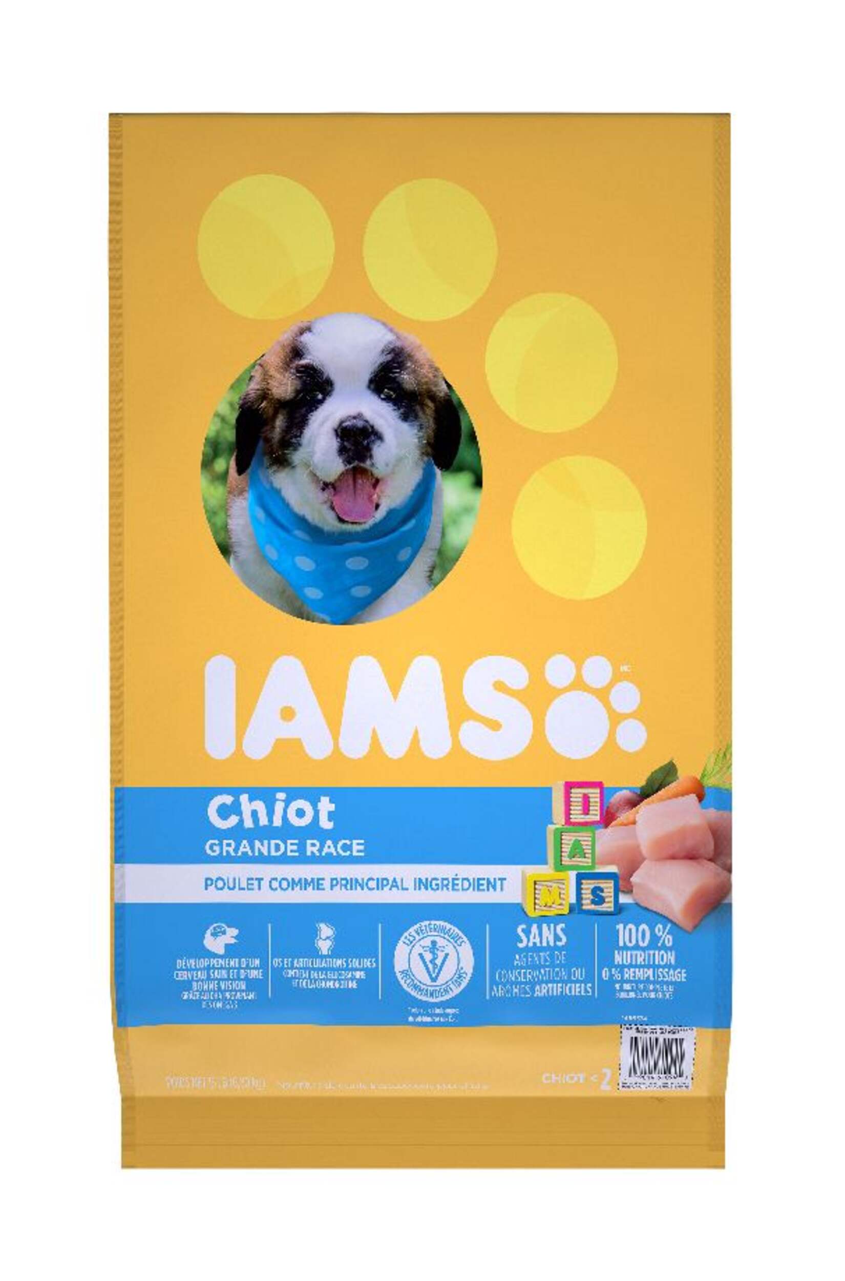 Nourriture sèche pour chiots de grande race IAMS Veillir en santé, 6,8 kg Front_Flat