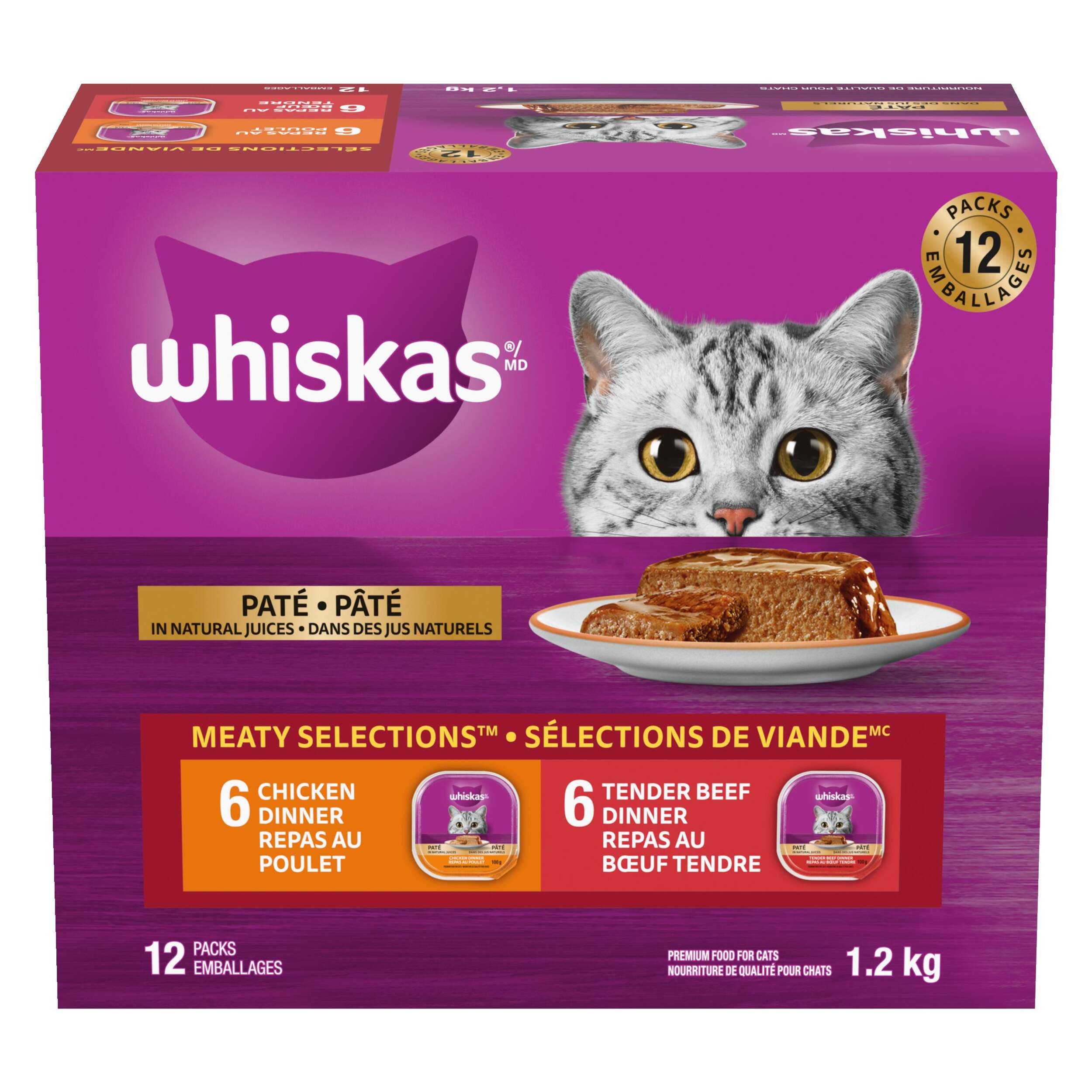 Whiskas Meaty Selections Wet Cat Food, 1.2-kg, 12-Pk Front_Elevated