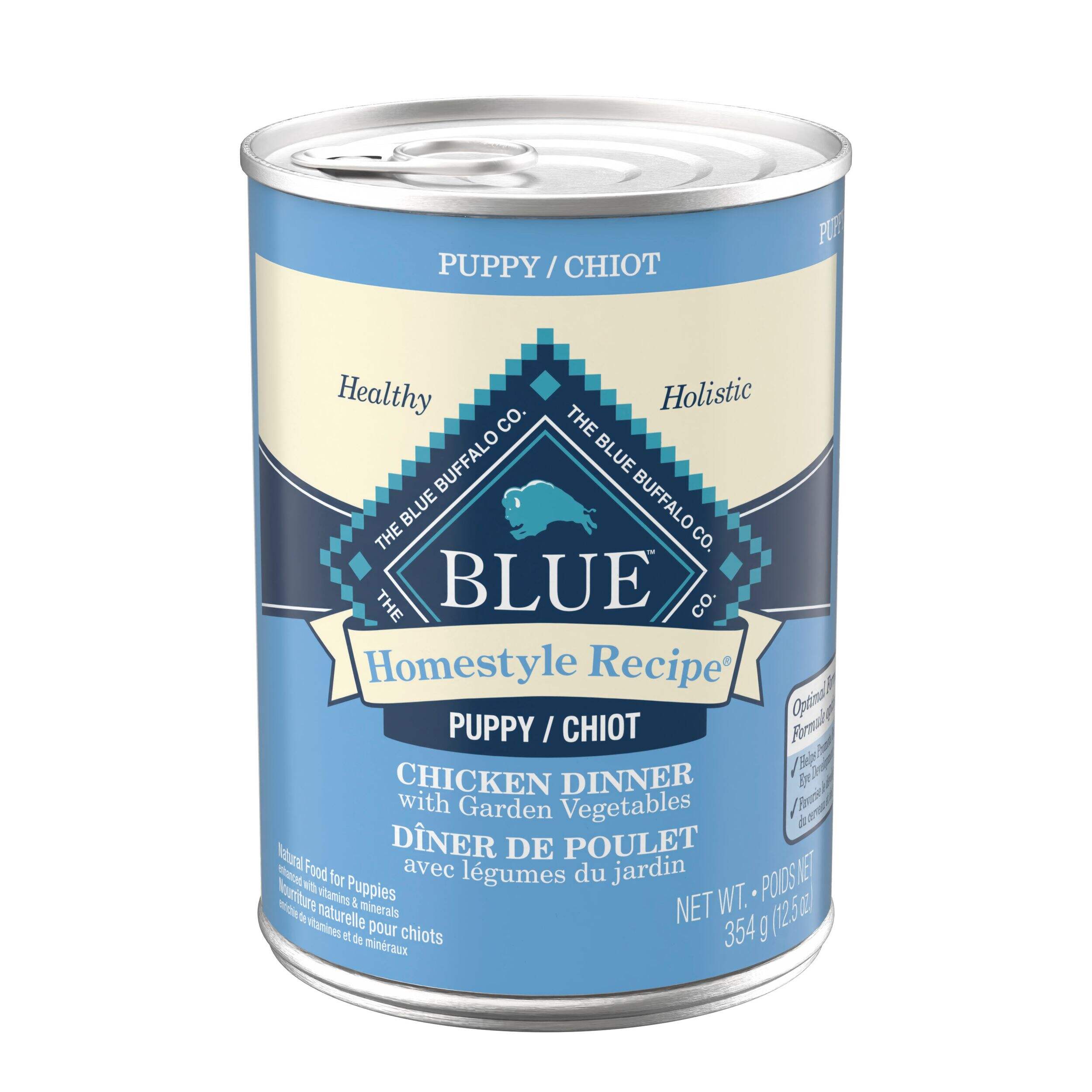 Blue Buffalo BLUE Homestyle Recipe Chicken with Vegetables, Puppy Wet Dog Food, 354 g Front_Elevated