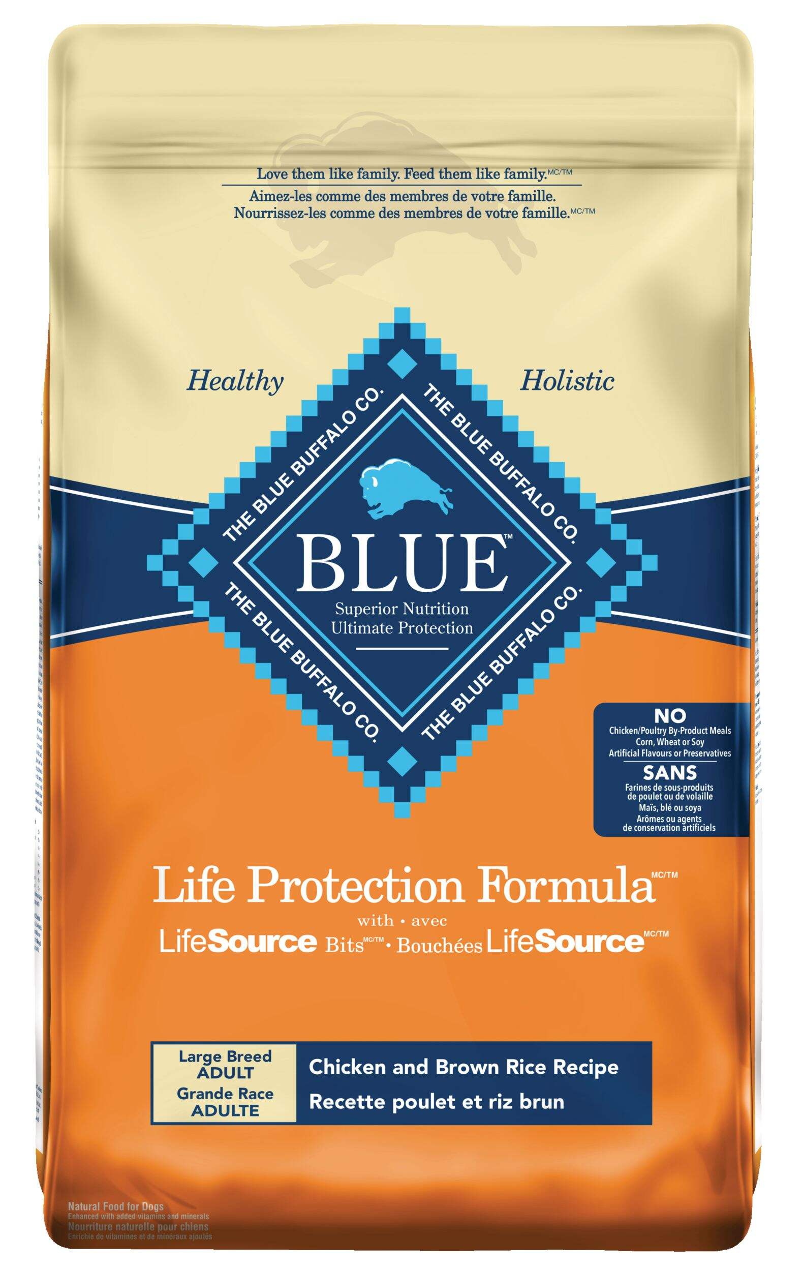 Blue Buffalo Life Protection Formula Large Breed Chicken & Brown Rice Adult Dry Dog Food, 10.1-kg Front_Flat