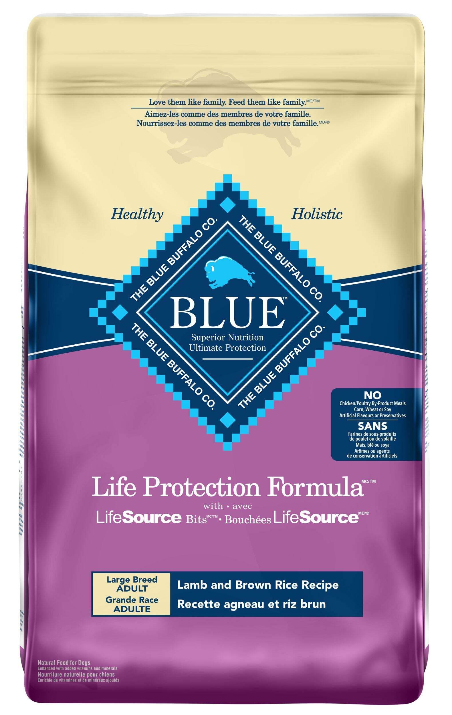 Nourriture sèche pour chiens de grandes races Blue Buffalo BLUE Life Protection Formula, agneau et riz brun, 10,1 kg Front_Flat
