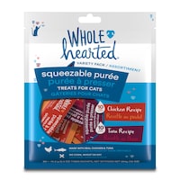 WholeHearted Squeezable Purée Wet Cat Food Variety Pack, Chicken & Tuna Recipes, 20x14.2g Front_Flat