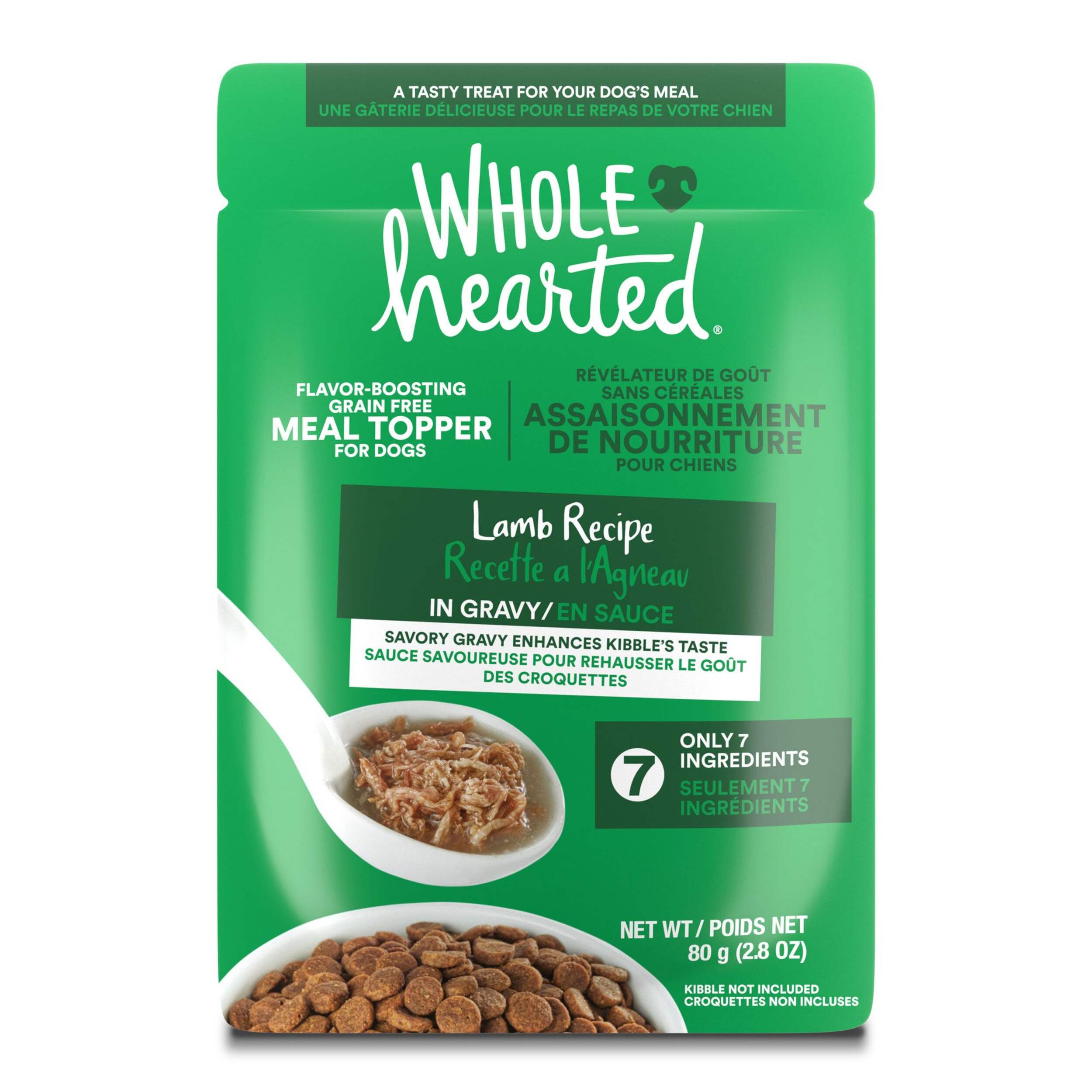 Assaisonnement de nourriture pour chiens WholeHearted, agneau en sauce, 2,8 oz Front_Flat