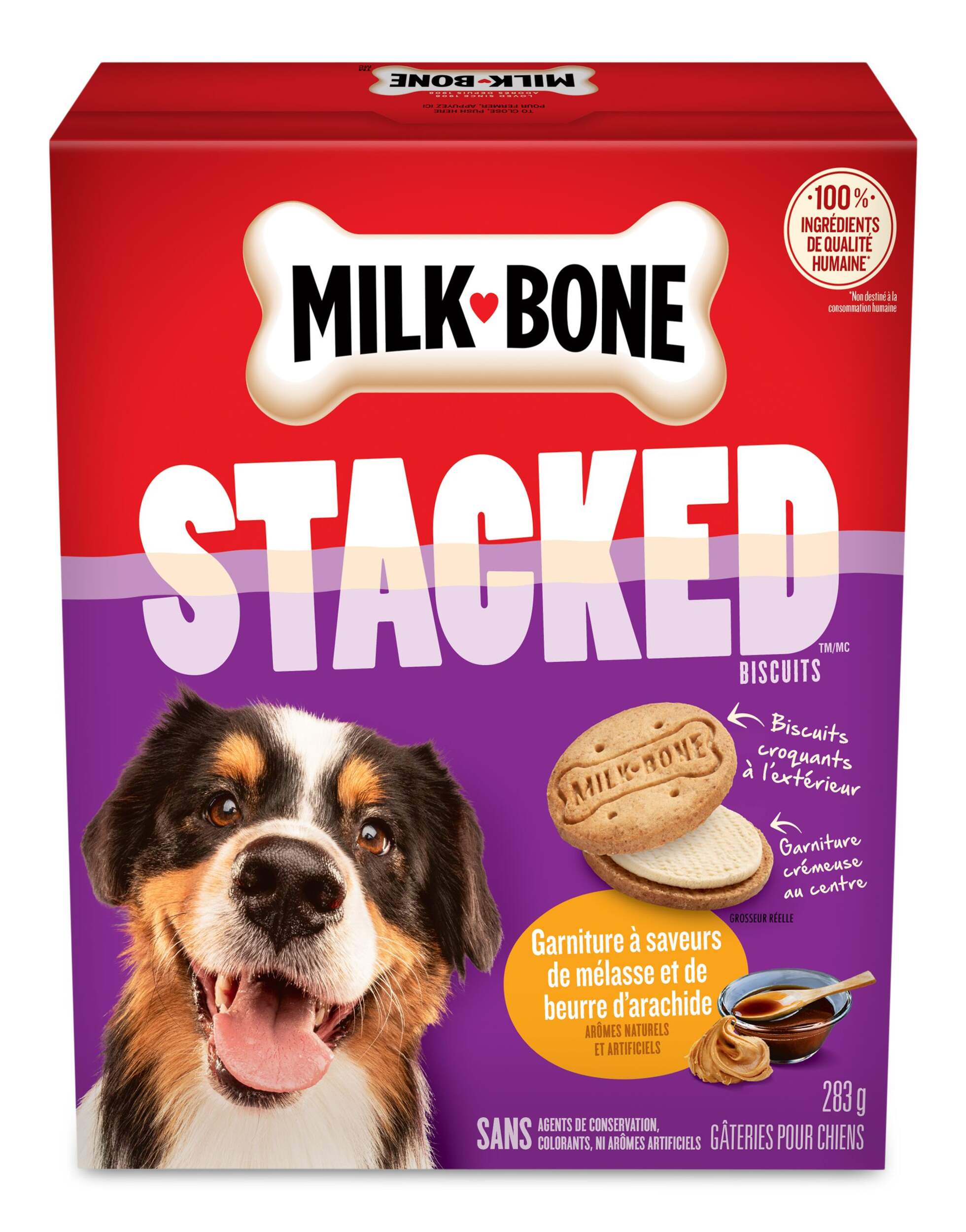 Biscuits sandwich Milk-Bone, mélasse et beurre d'arachides, 283 g Front_Elevated