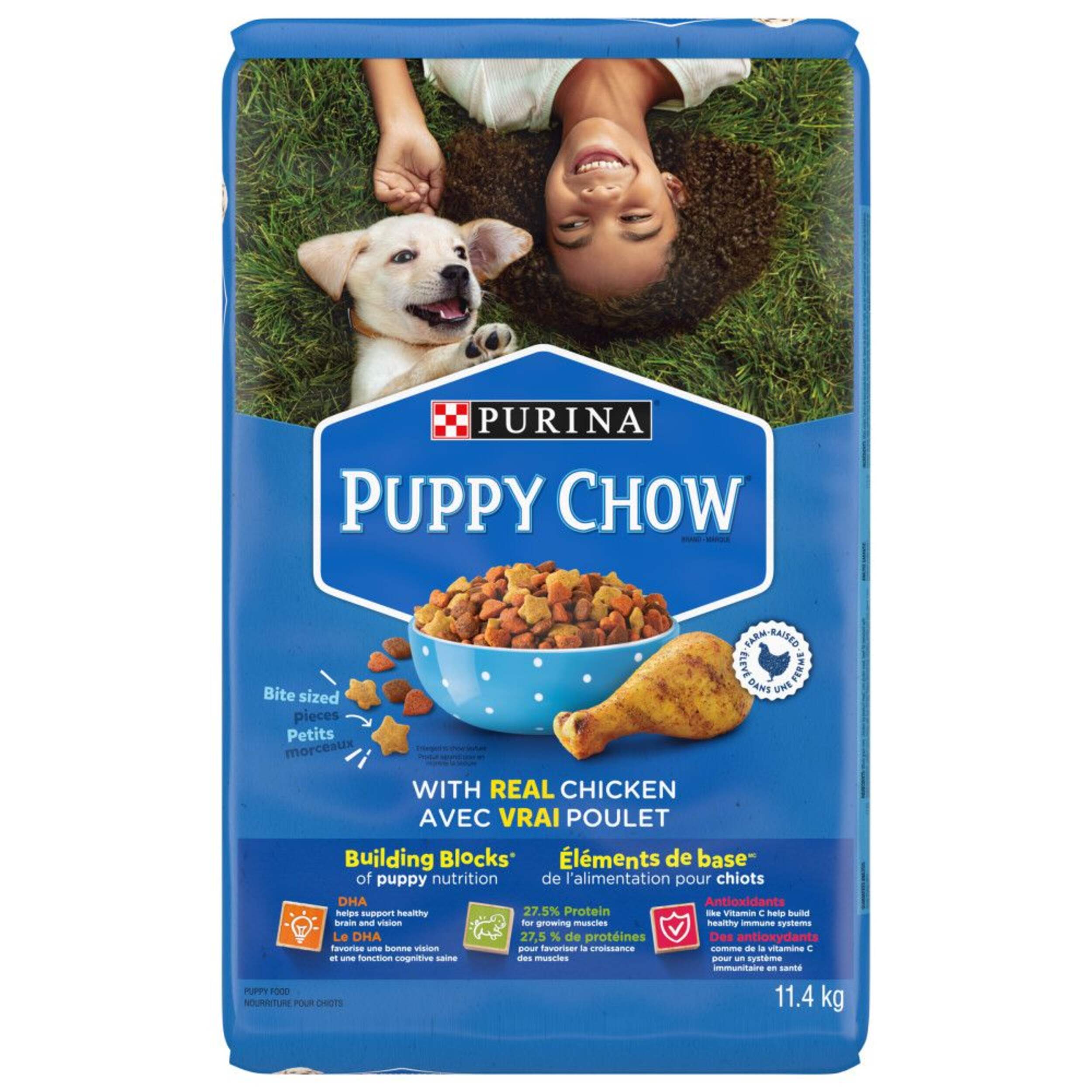 Nourriture sèche pour chiots Purina Puppy Chow Complète, poulet, teneur élevée en protéines et riche en nutriments, 11,4 kg Front_Flat