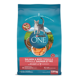 Purina One Salmon and Rice Adult Dry Cat Food/Kibble, Tasty & Nutrient-Rich, 1.59-kg Front_Flat