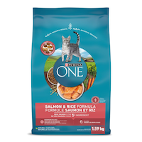 Purina One Salmon and Rice Adult Dry Cat Food/Kibble, Tasty & Nutrient-Rich, 1.59-kg Front_Flat