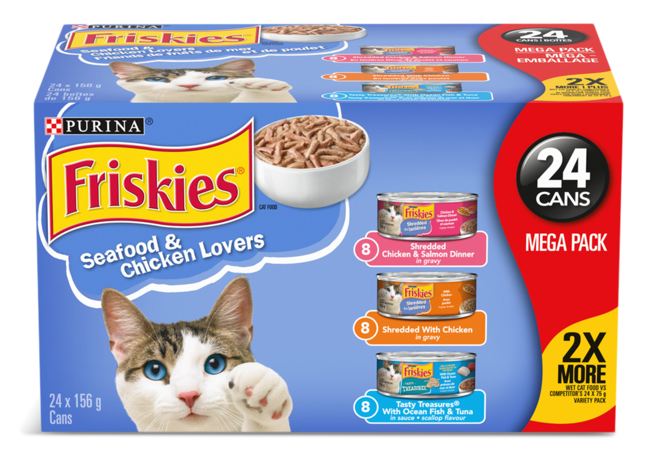 Purina Friskies Seafood and Chicken Lovers Variety Mega Pack Adult Wet Cat Food 3 Unique Flavours 24 x 156 g